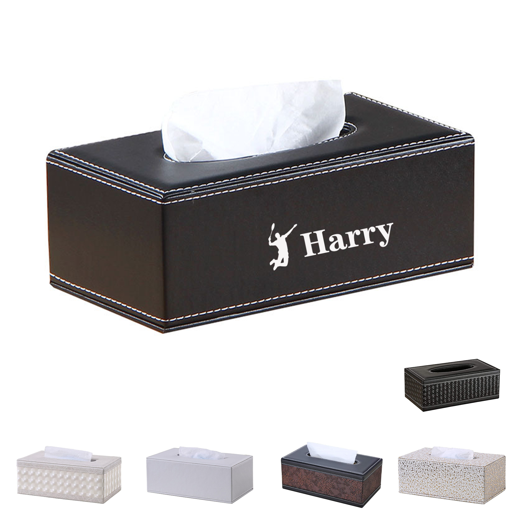 Rectangular PU Leather Tissue Box Holder