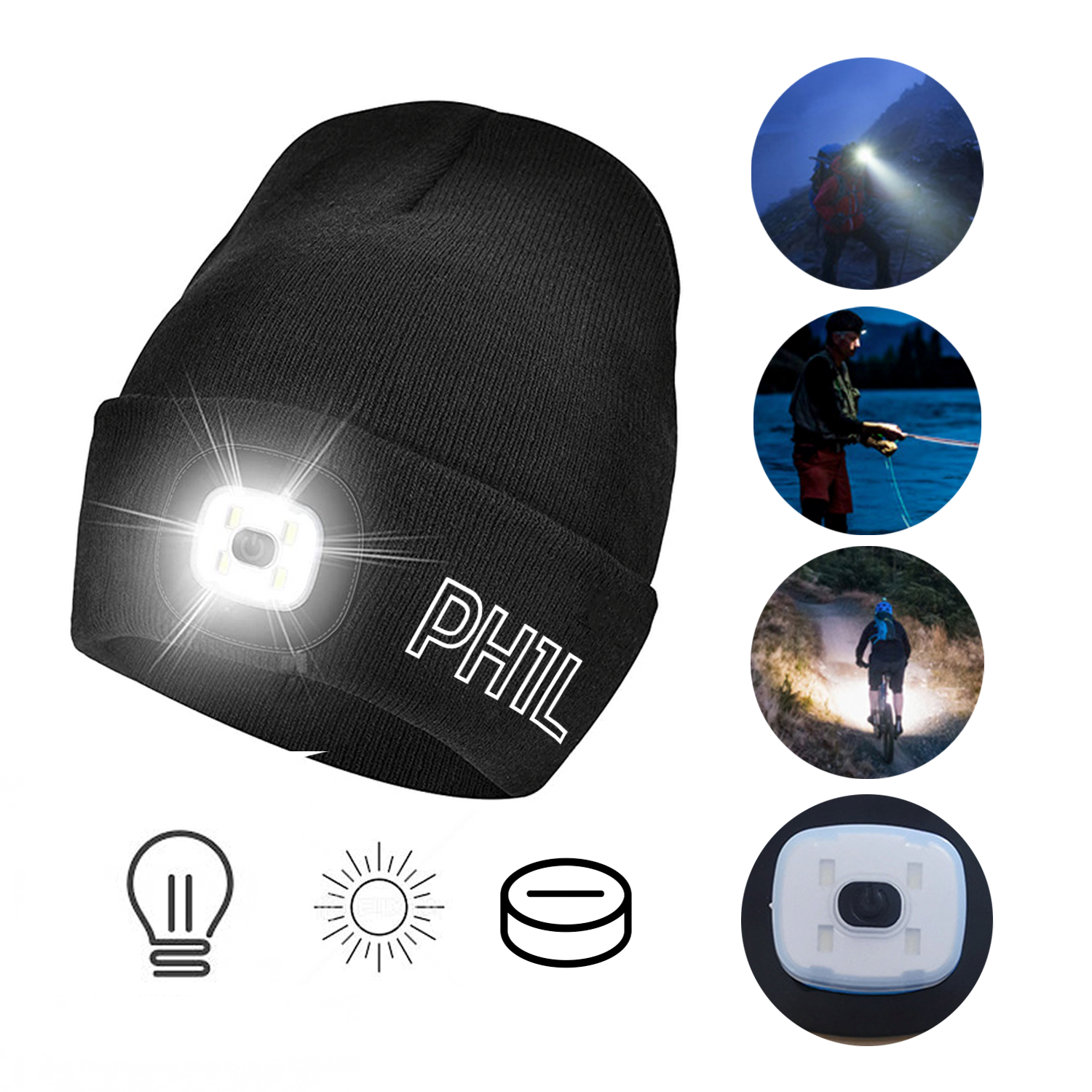 Rechargeable Unisex Beanie Hat with The Light