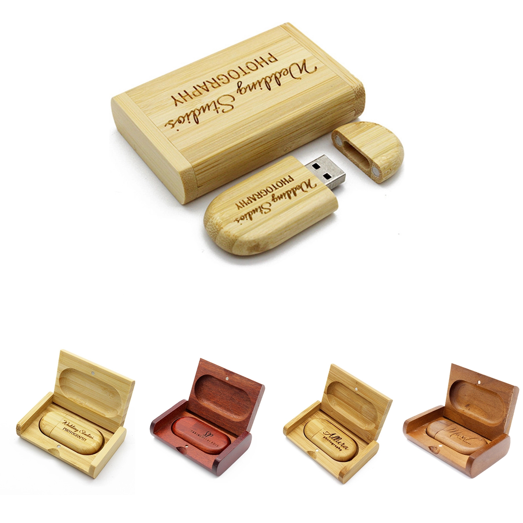 8GB Bulk Wooden USB Drives Thumb Zip Memory Stick with Box