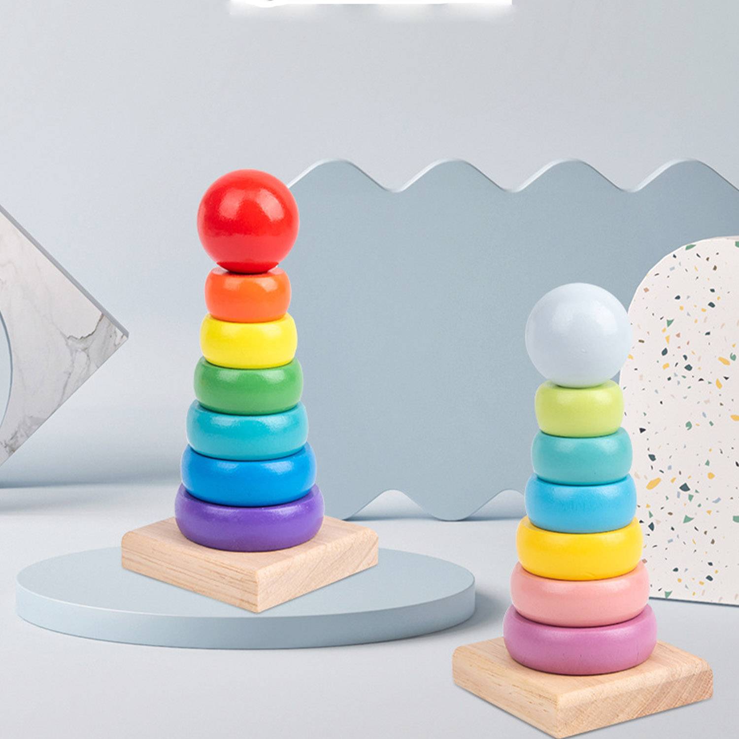 Wooden Rainbow Stacking Tower - Image 3