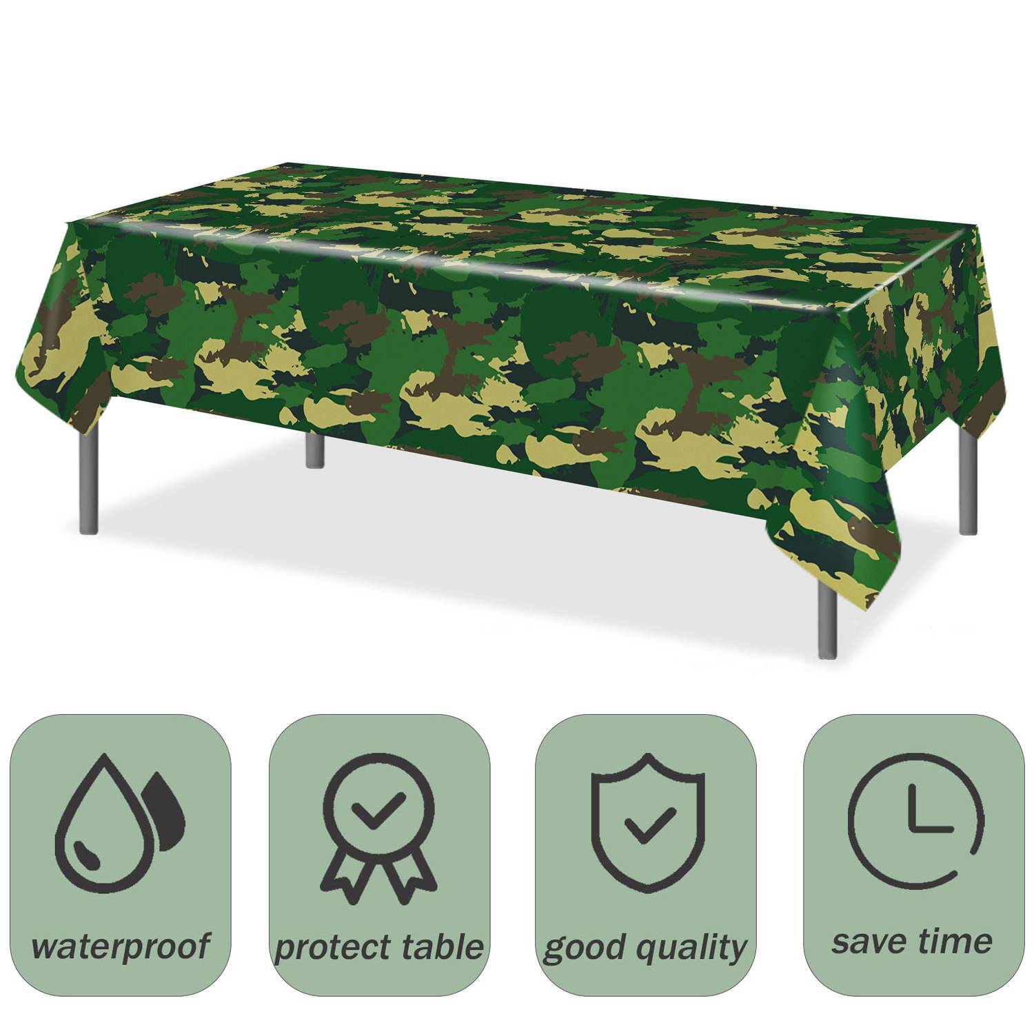 Disposable Outdoor Camouflage Plastic Tablecloth - Image 3
