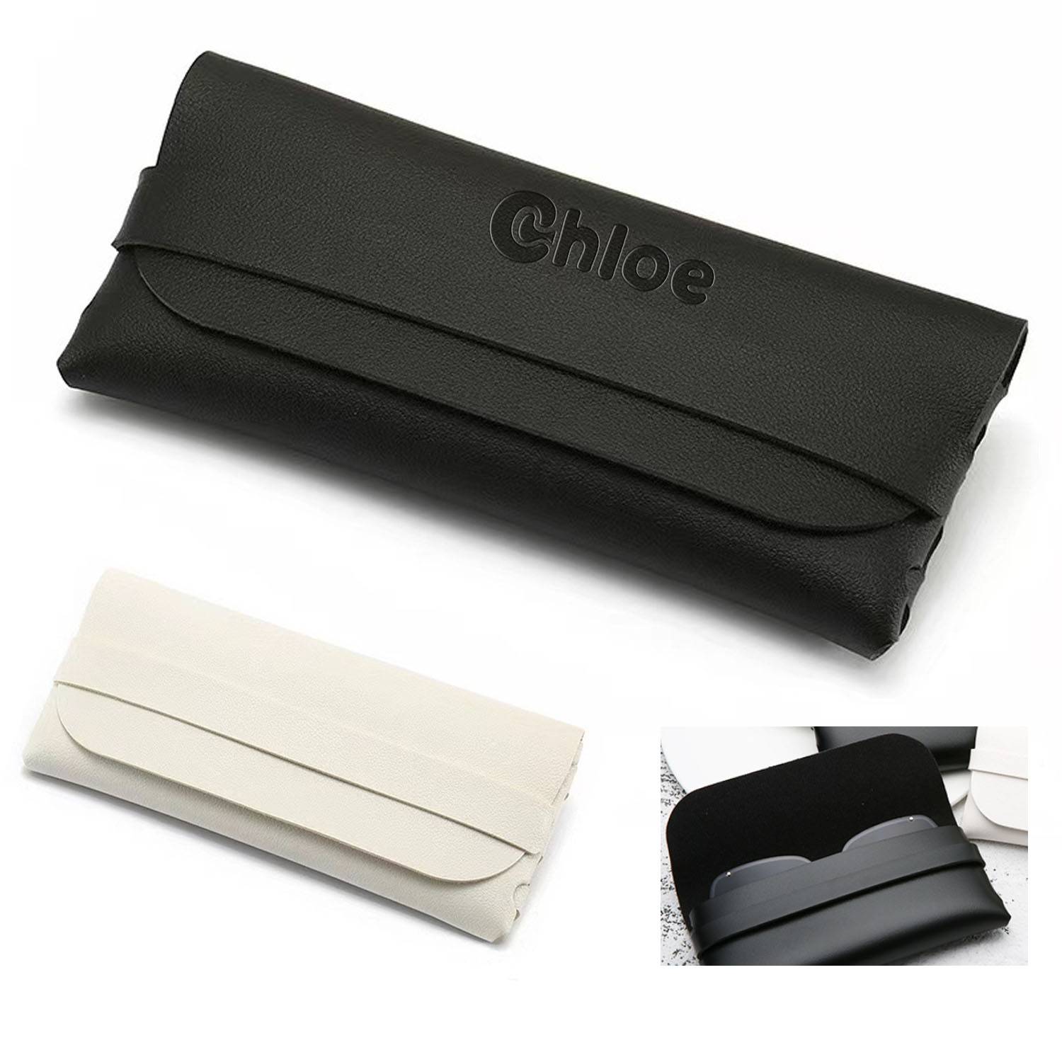 Portable PU Leather Handcrafted Eyeglass Pouch