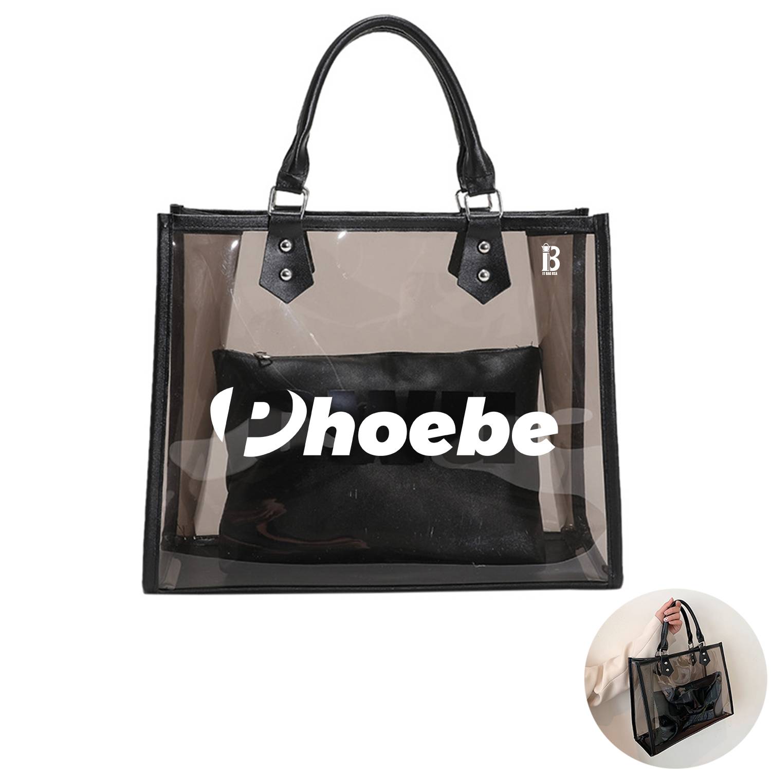 Clear Tote Bag Large See Through Transparent Shopping Tote