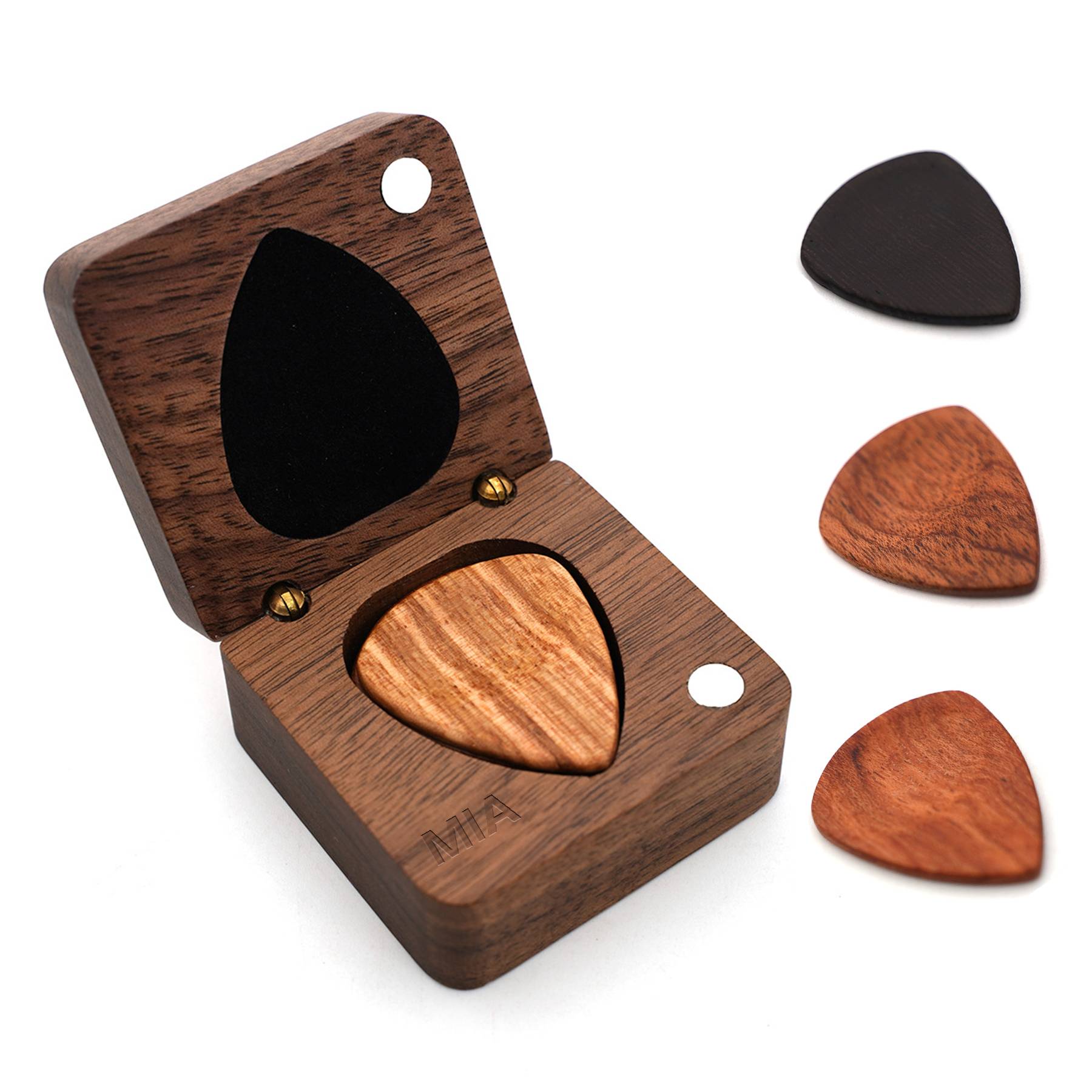 Wooden guitar pick box set