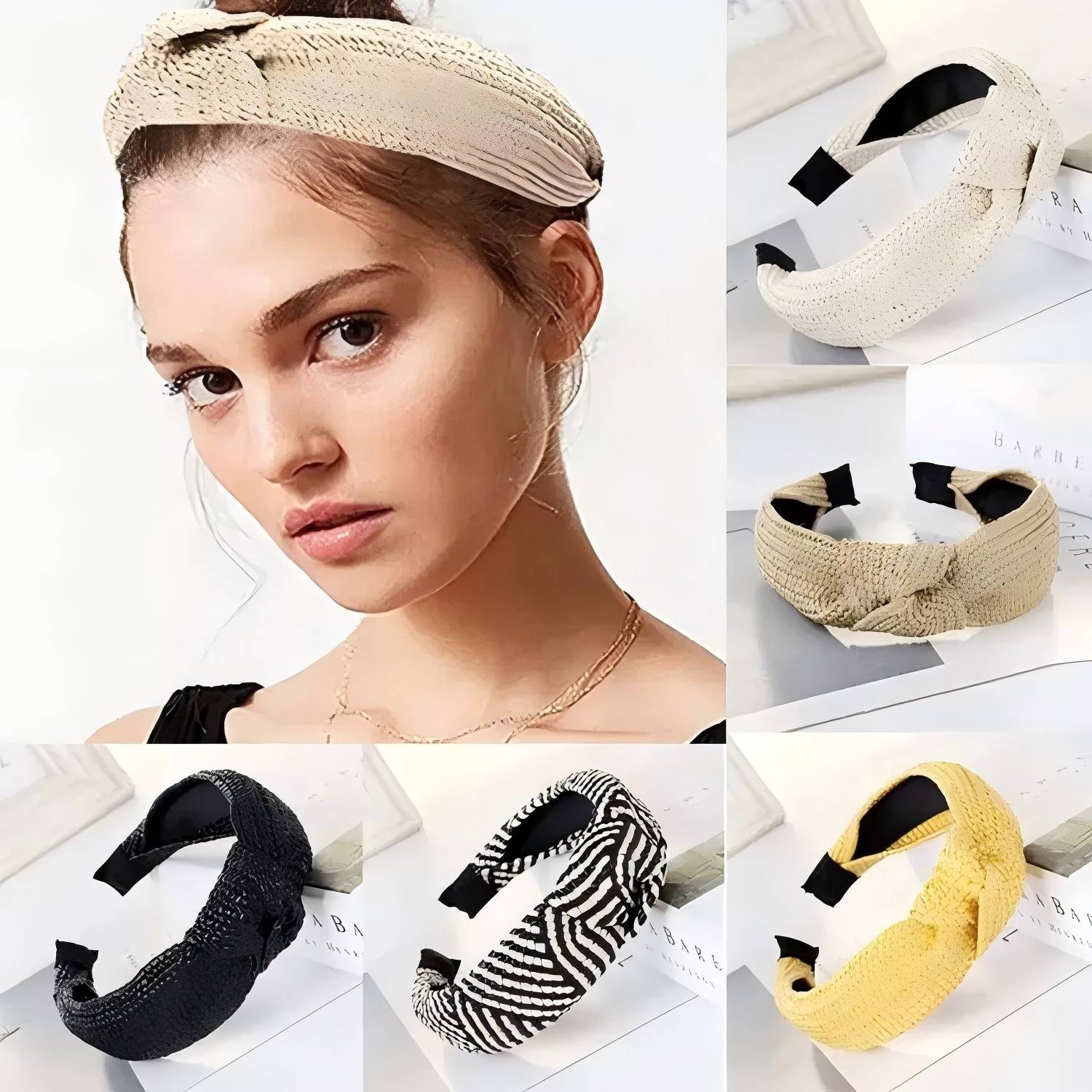 Wide Brim Straw Headband for Women - Elegant Knot Design - Image 7