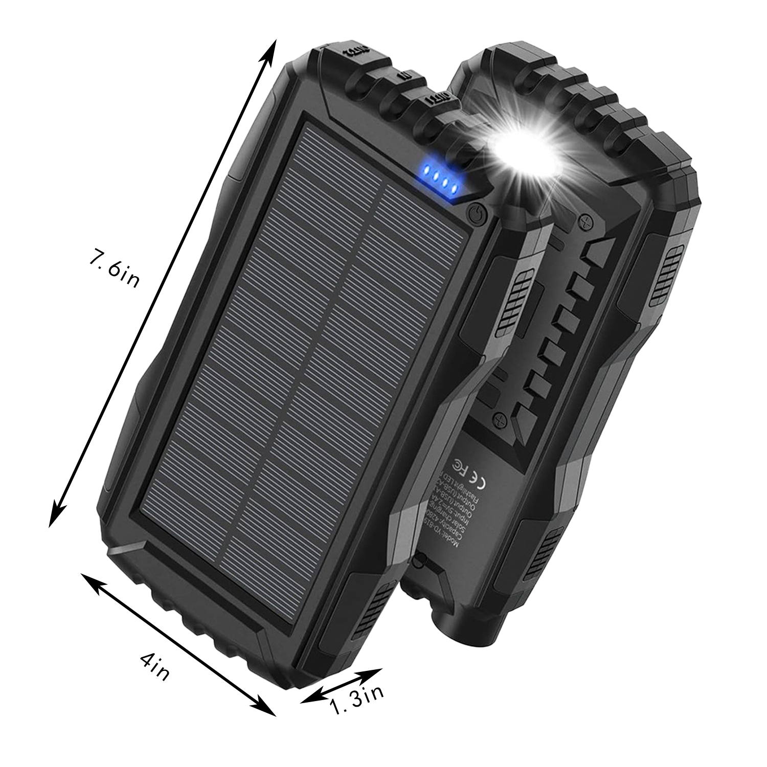 20000mAh LED Flashlight Fast Charging Solar Power Bank - Image 4