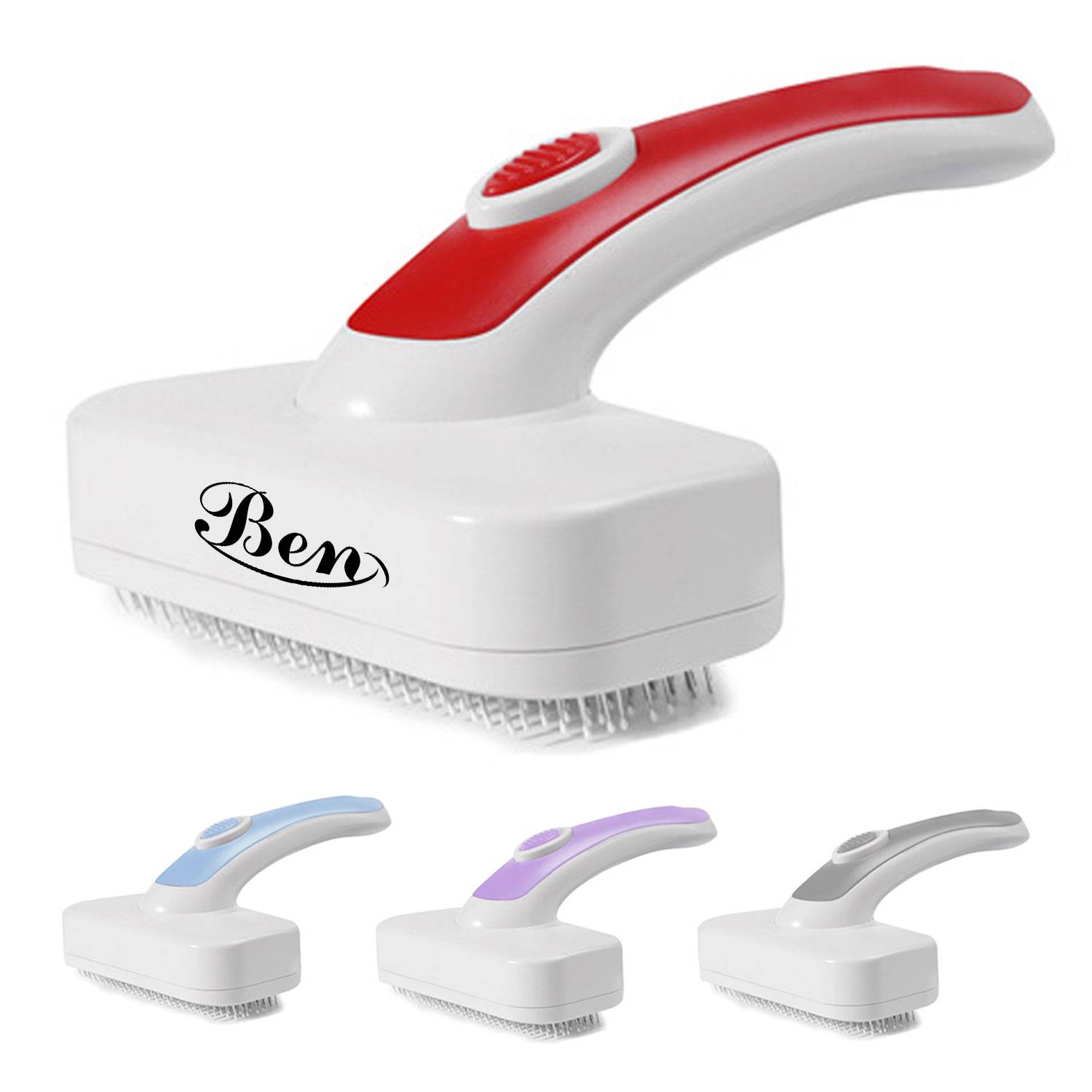 Portable Plastic Pet Deshedding Brush w/ Soft Bristles