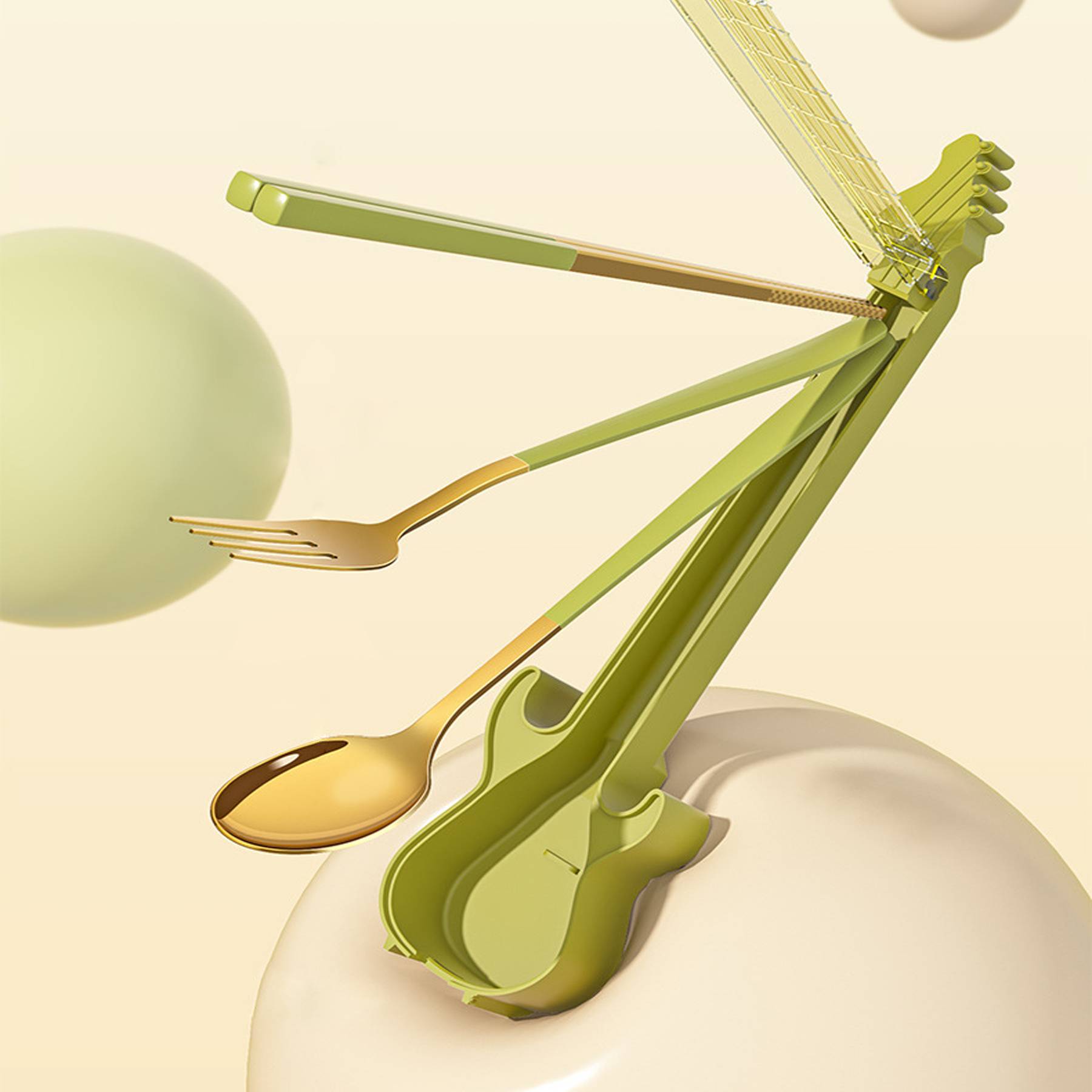 Stainless steel guitar portable cutlery set - Image 3