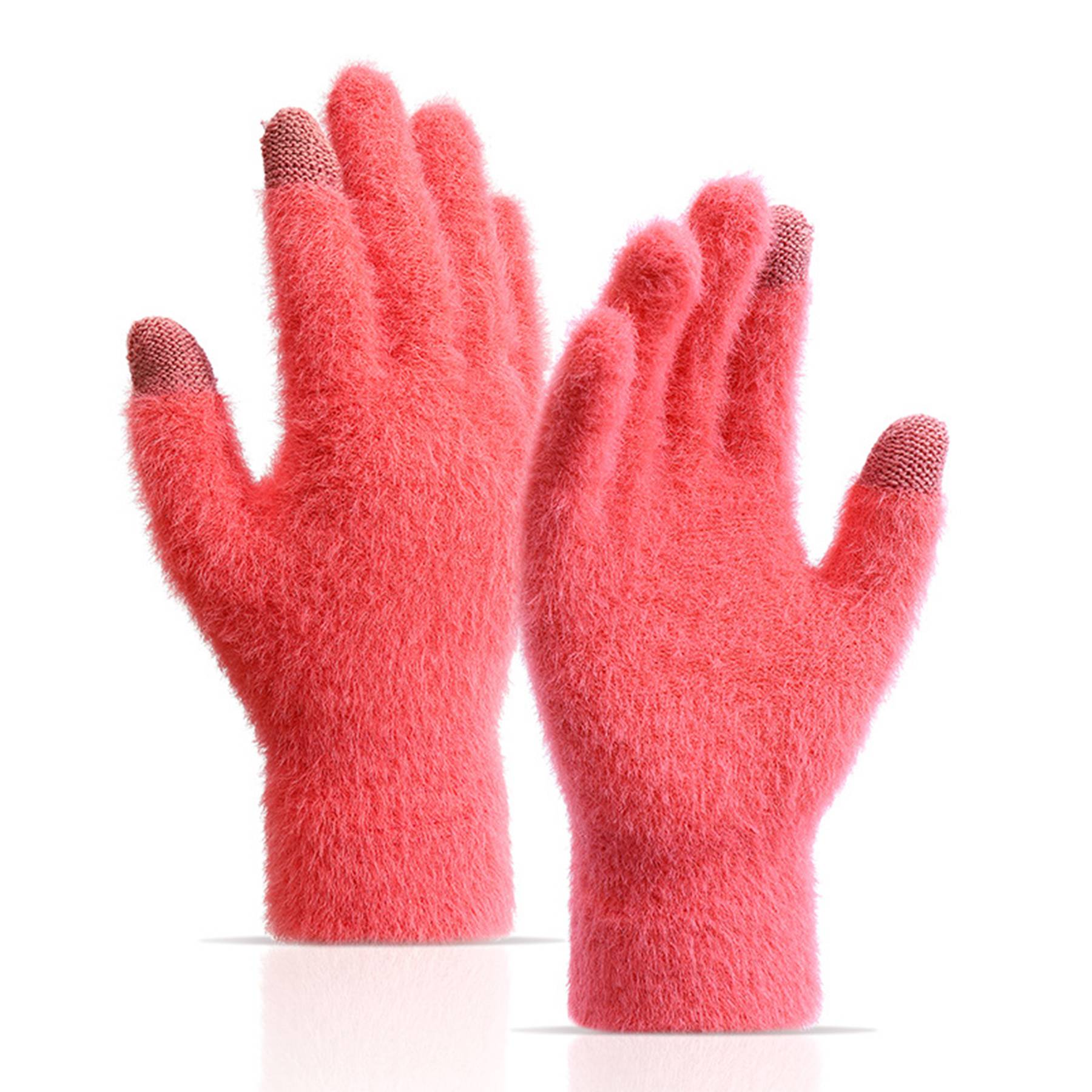 Womens Winter Mink Touchscreen Gloves - Image 3