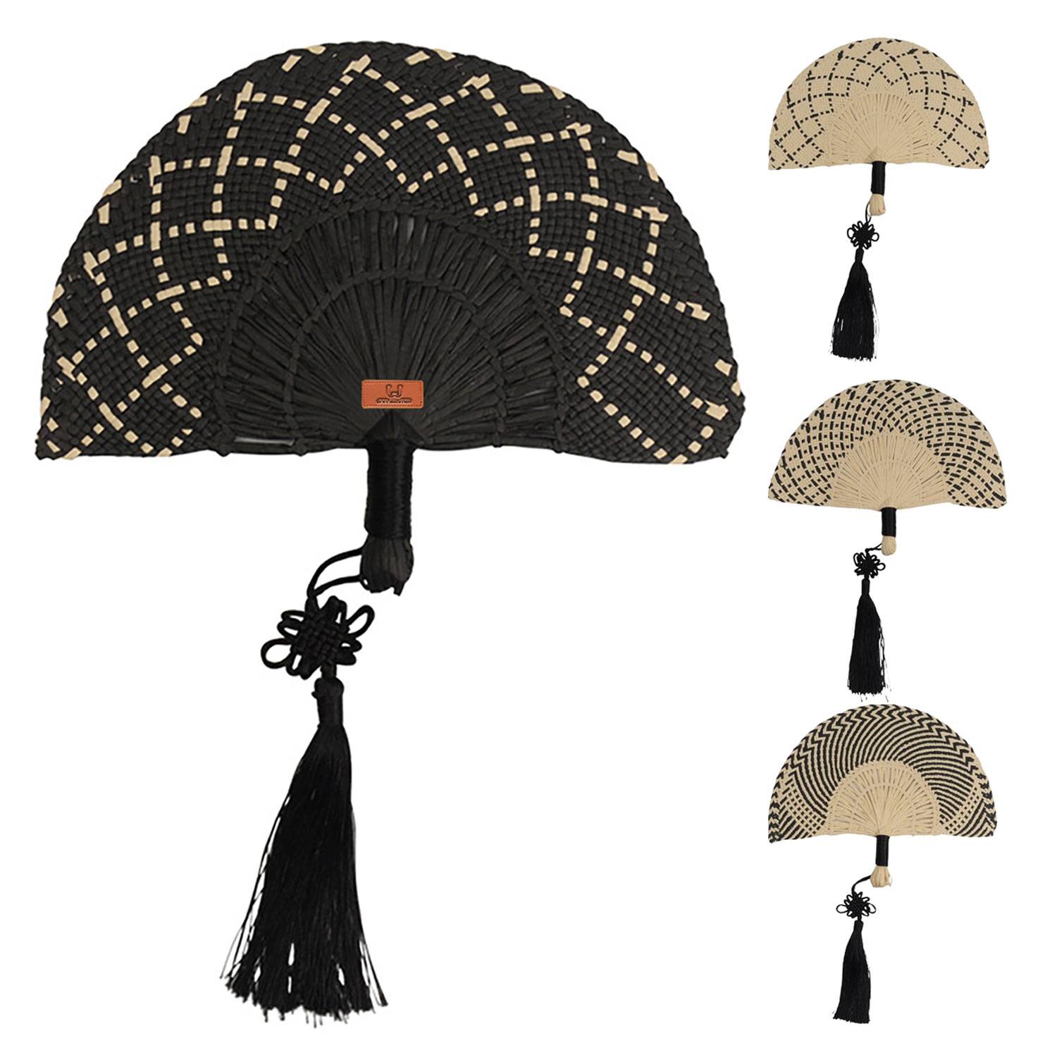 Natural Hand Woven Straw Fan w/ Tassel