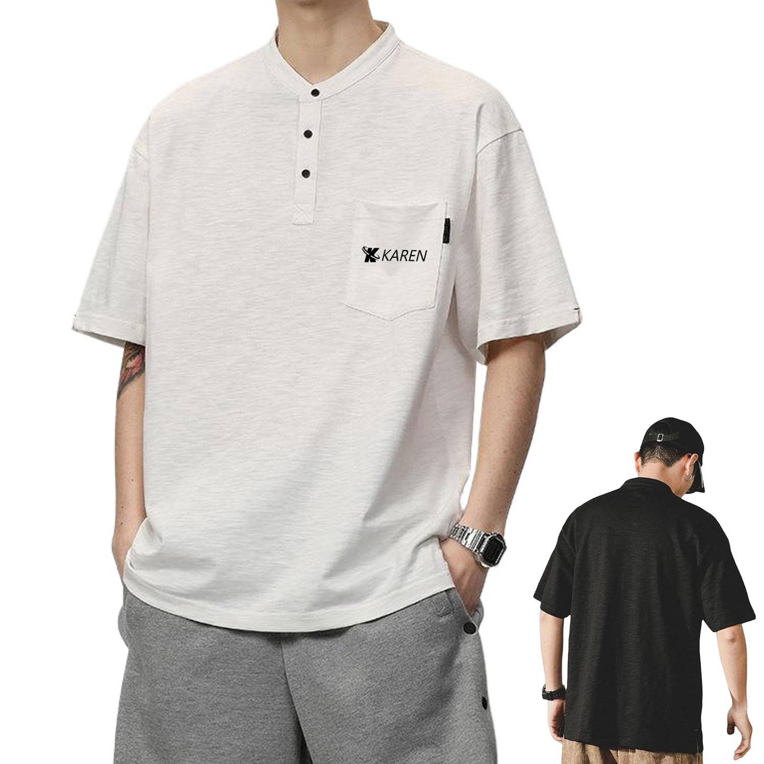 Men's Summer Cotton Blend Henley T-Shirt