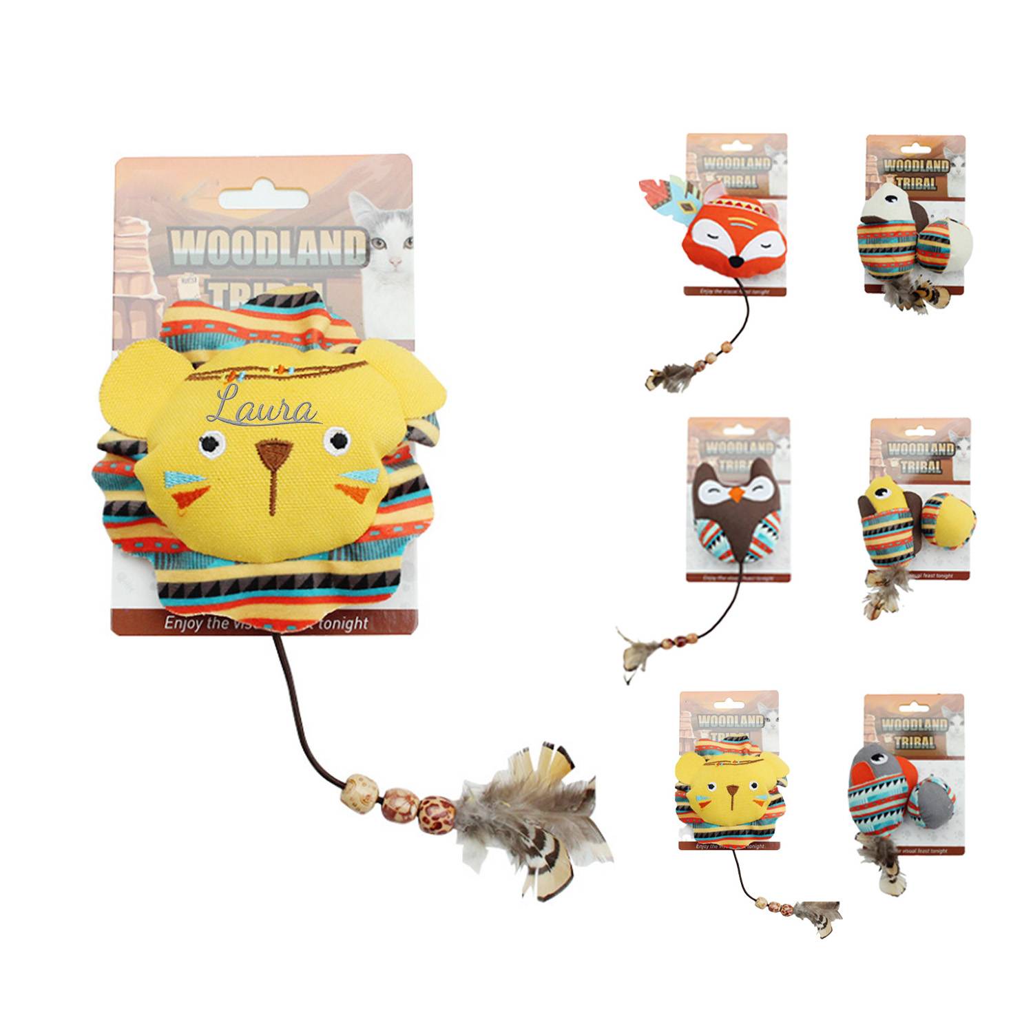 Chew Resistant Interactive Plush Cat Teaser Toy