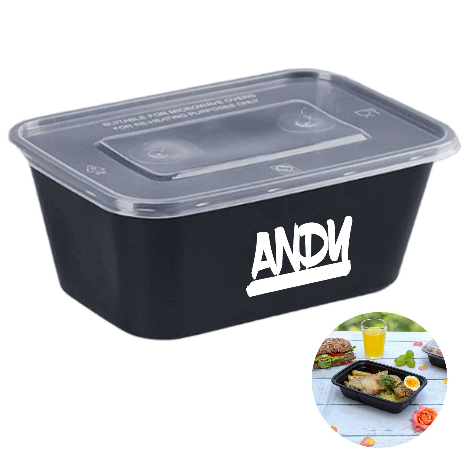 27oz Pack of 50 Food-Grade Black Bottom Meal Boxes