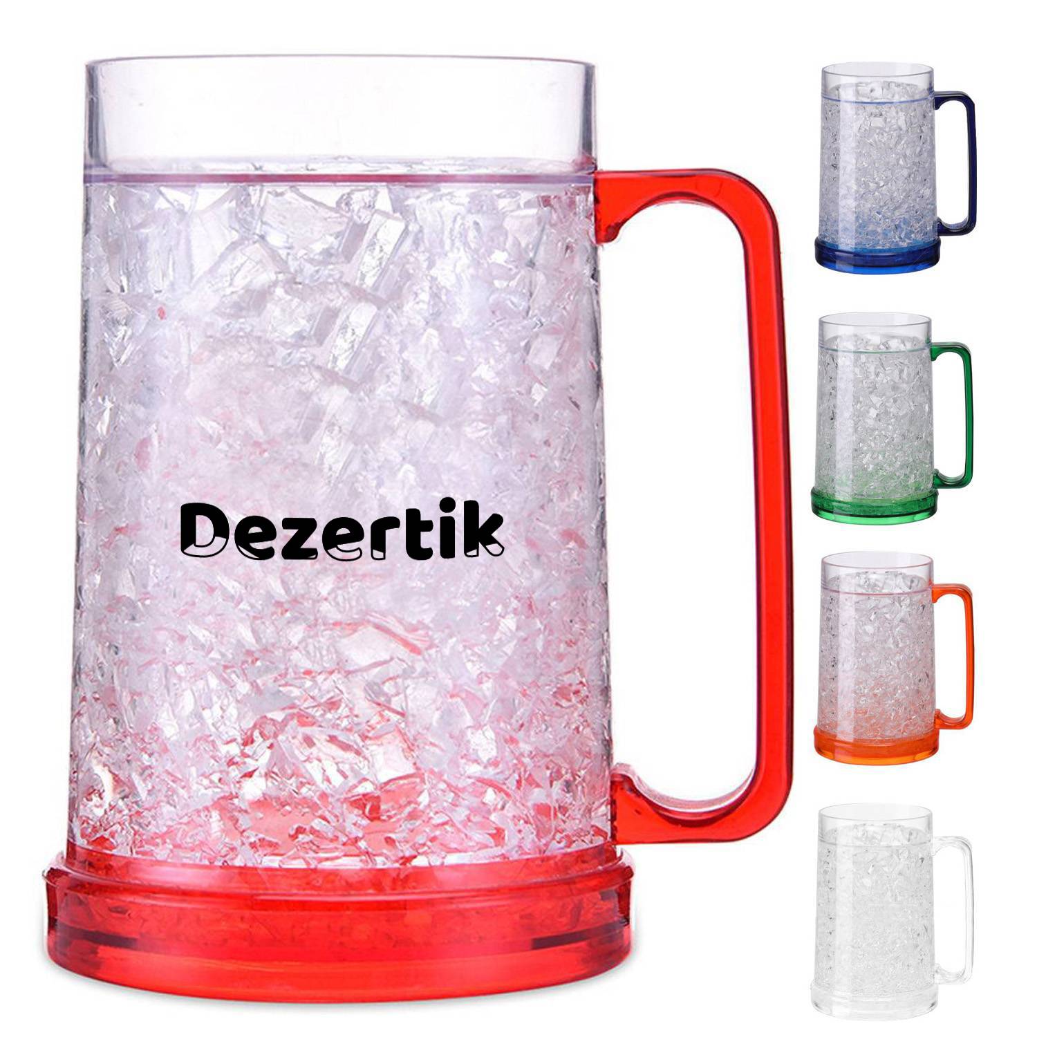 16 oz Plastic Double Wall Freezer Frosted Beer Mugs