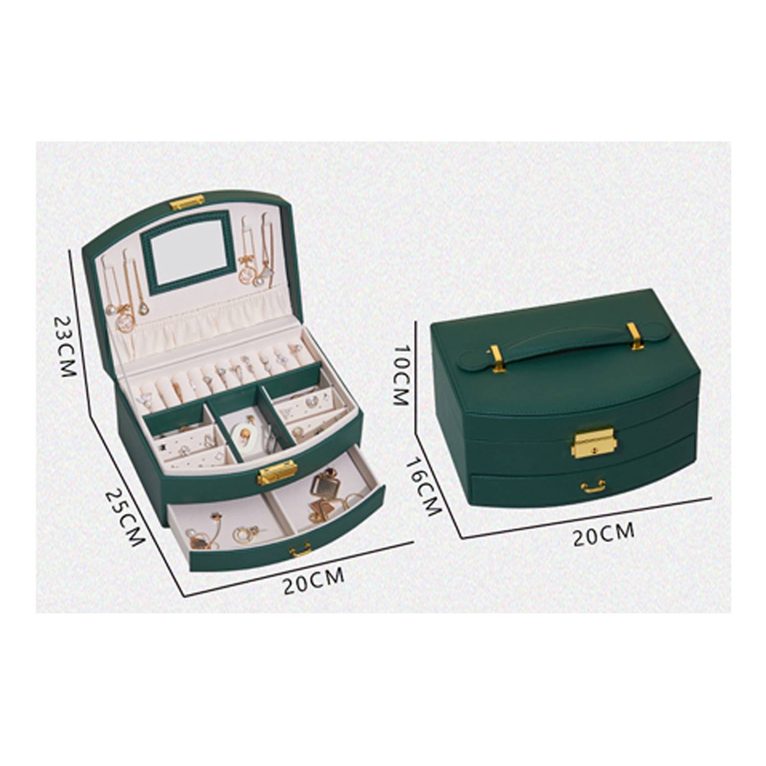 PU Leather Double Layer Jewelry Box Organizer - Image 4