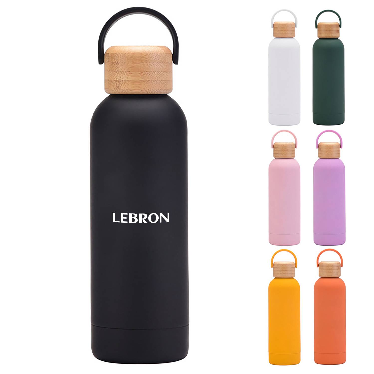 16 Oz Stainless Steel Water Bottle With Bamboo Lid