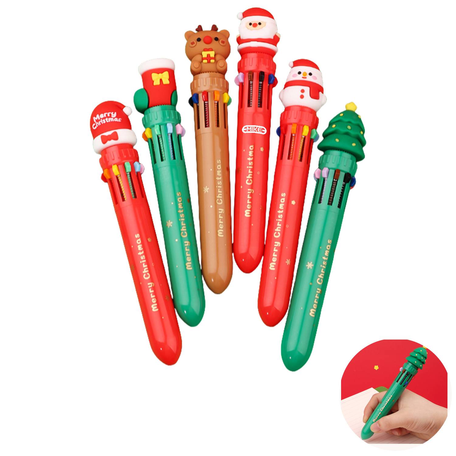 10 Colors Christmas Press Ballpoint Pen