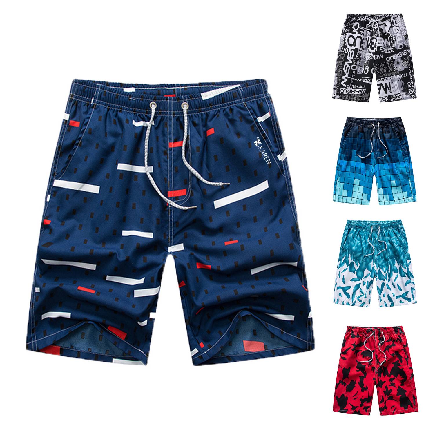 Men's Summer Polyester Quick Dry Beach Shorts