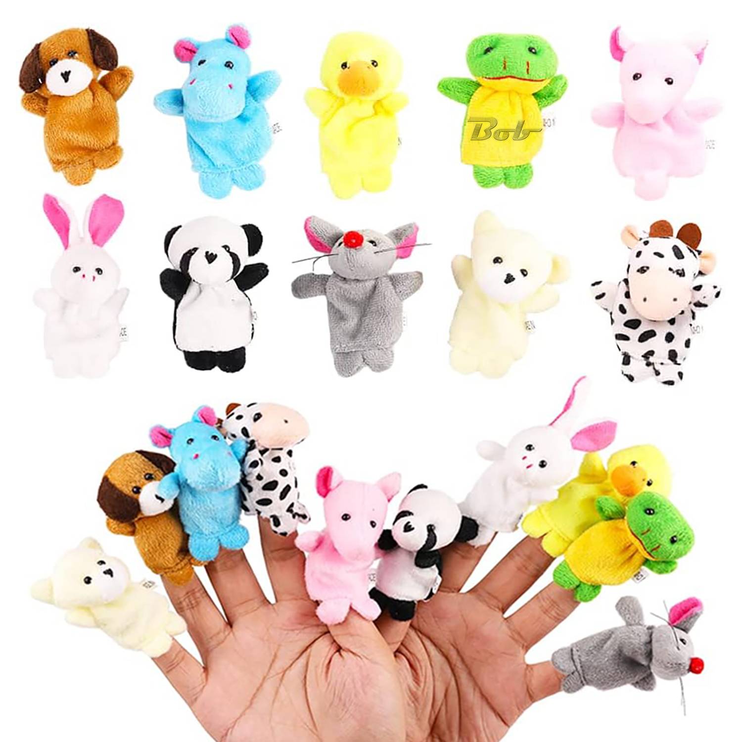 10Pcs Soft Plush Animals Finger Puppet Toys