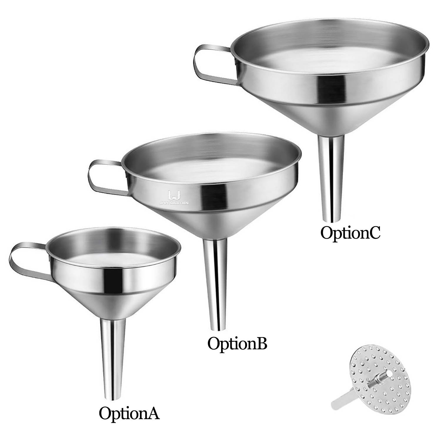 Stainless Steel Funnel W/ Handle Design And Filte