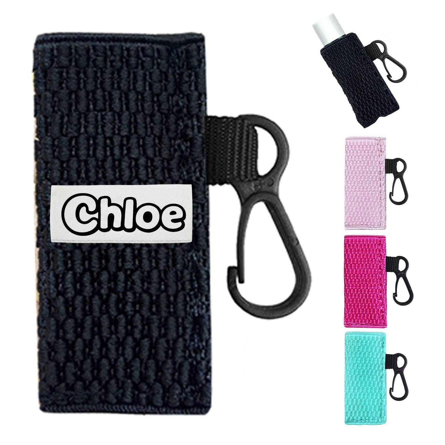 Elastic Knit Lip Balm Sleeve Holder Keychain