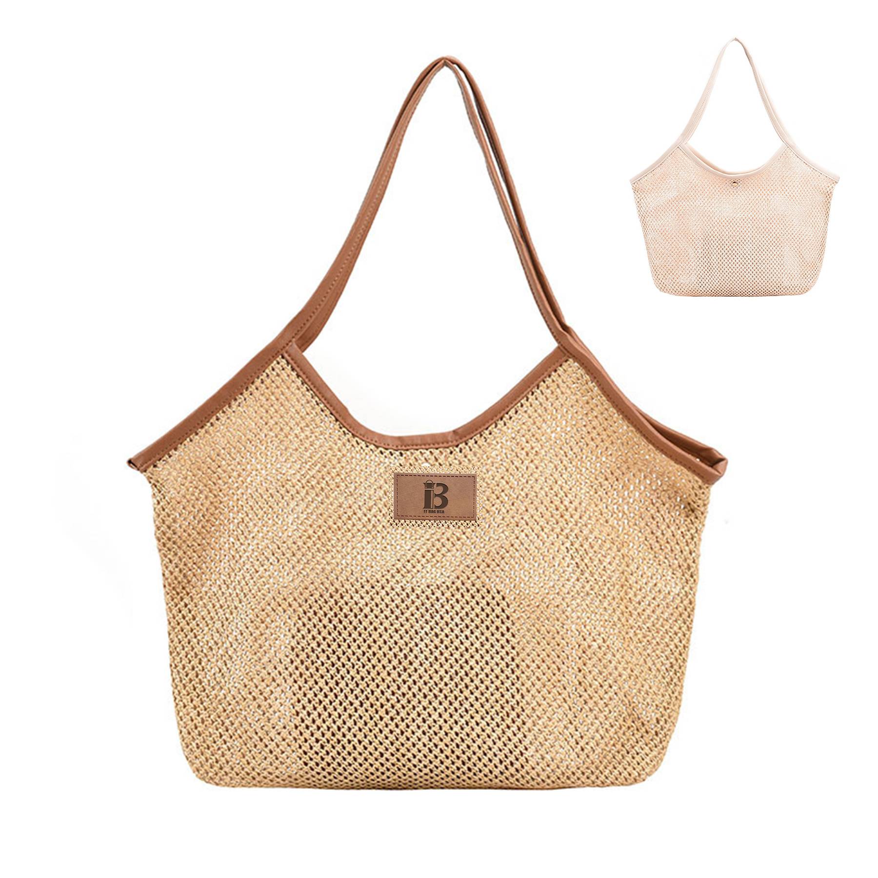 Jute Straw Woven Tote Bag, Handmade Weaving Shoulder Bag