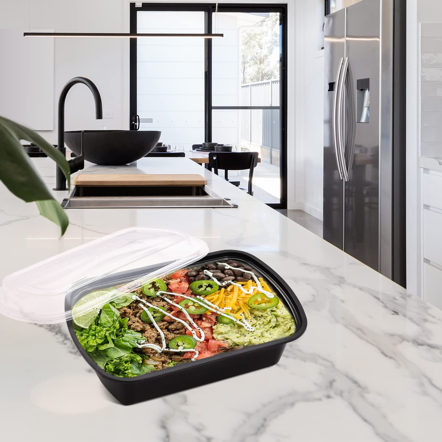 27oz Pack of 50 Food-Grade Black Bottom Meal Boxes - Image 5