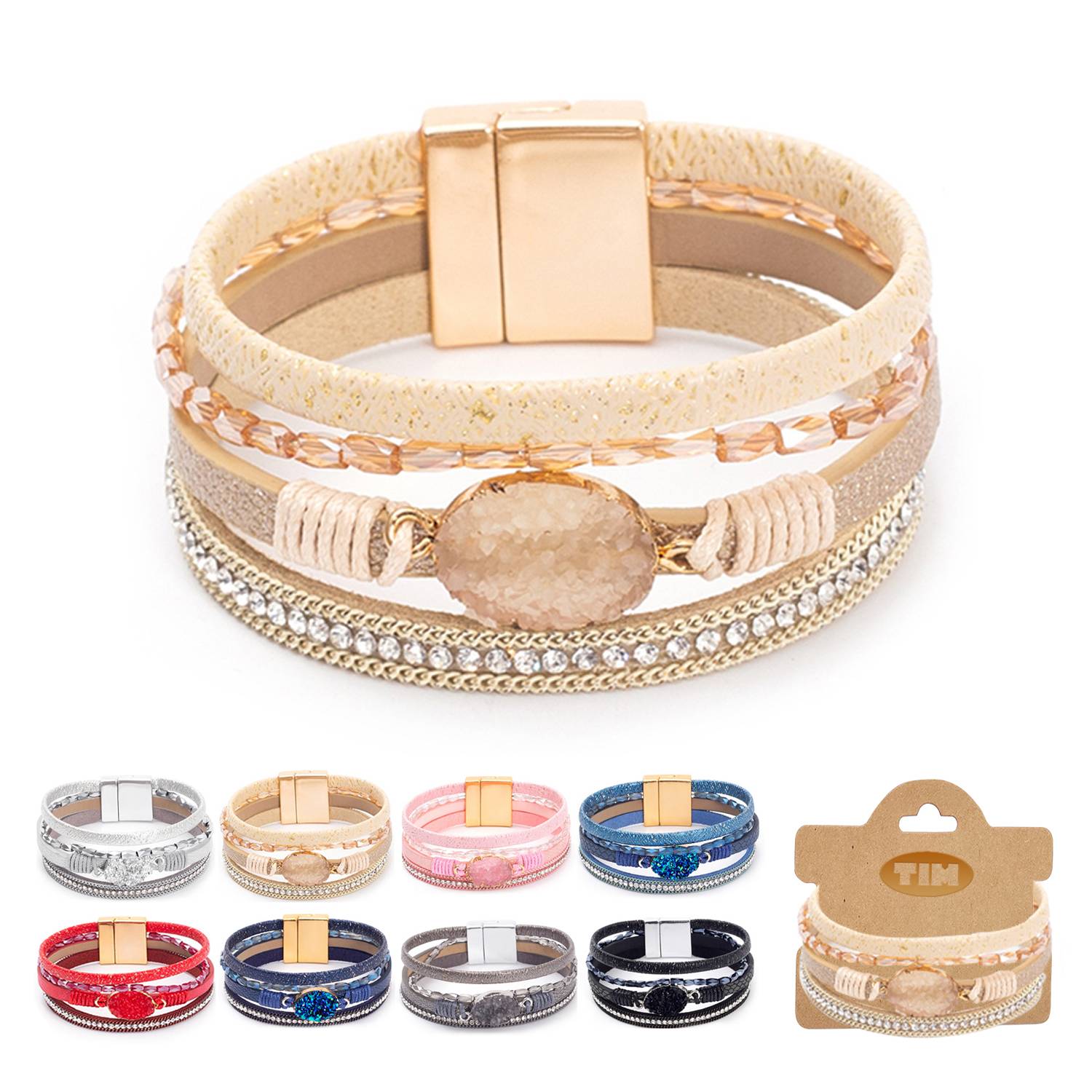 Bohemian Leather Crystal Bracelets