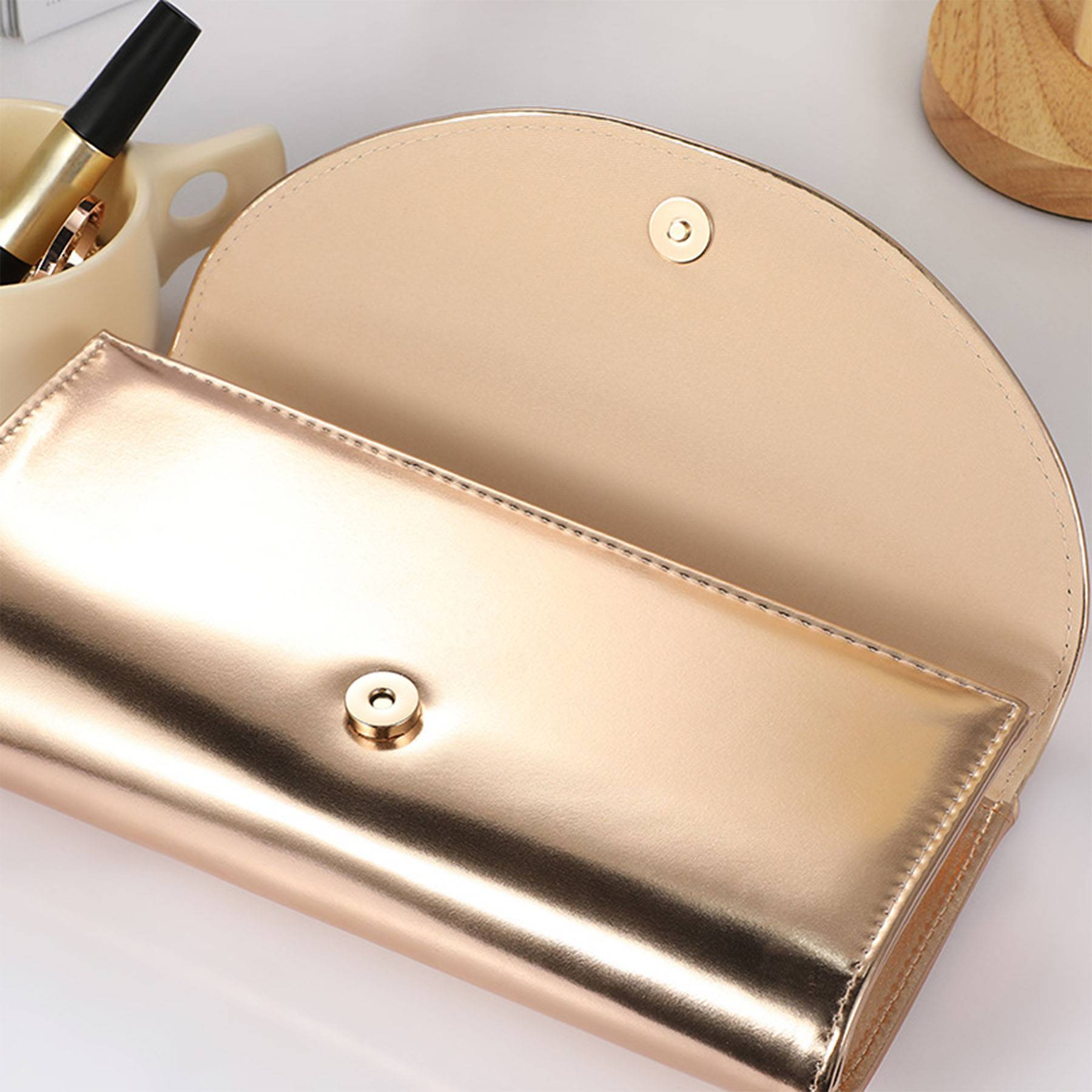 Genuine Leather Golden Dinner Crossbody Bag - Image 4