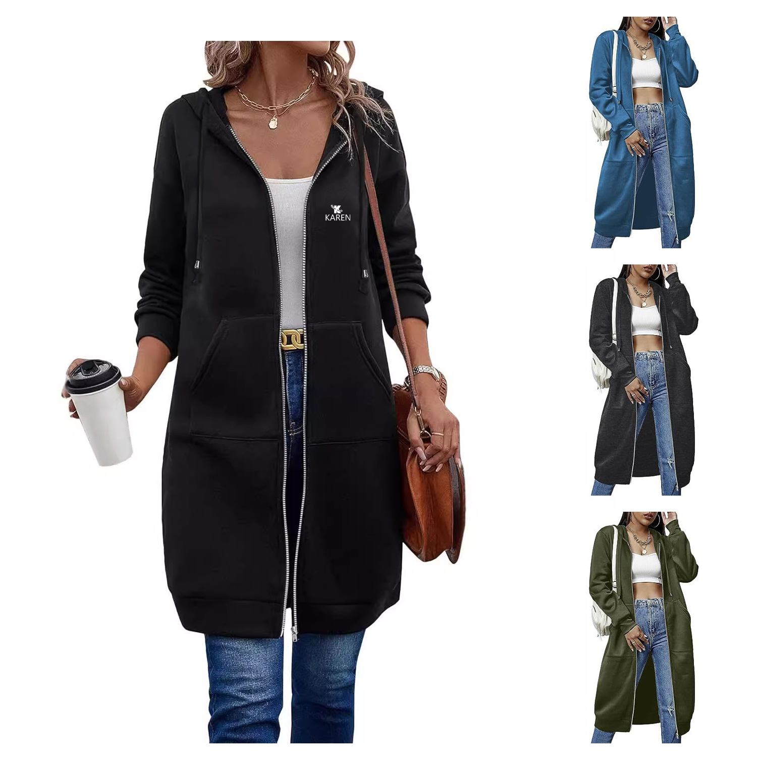 Women Casual Zip up Fleece Hoodies