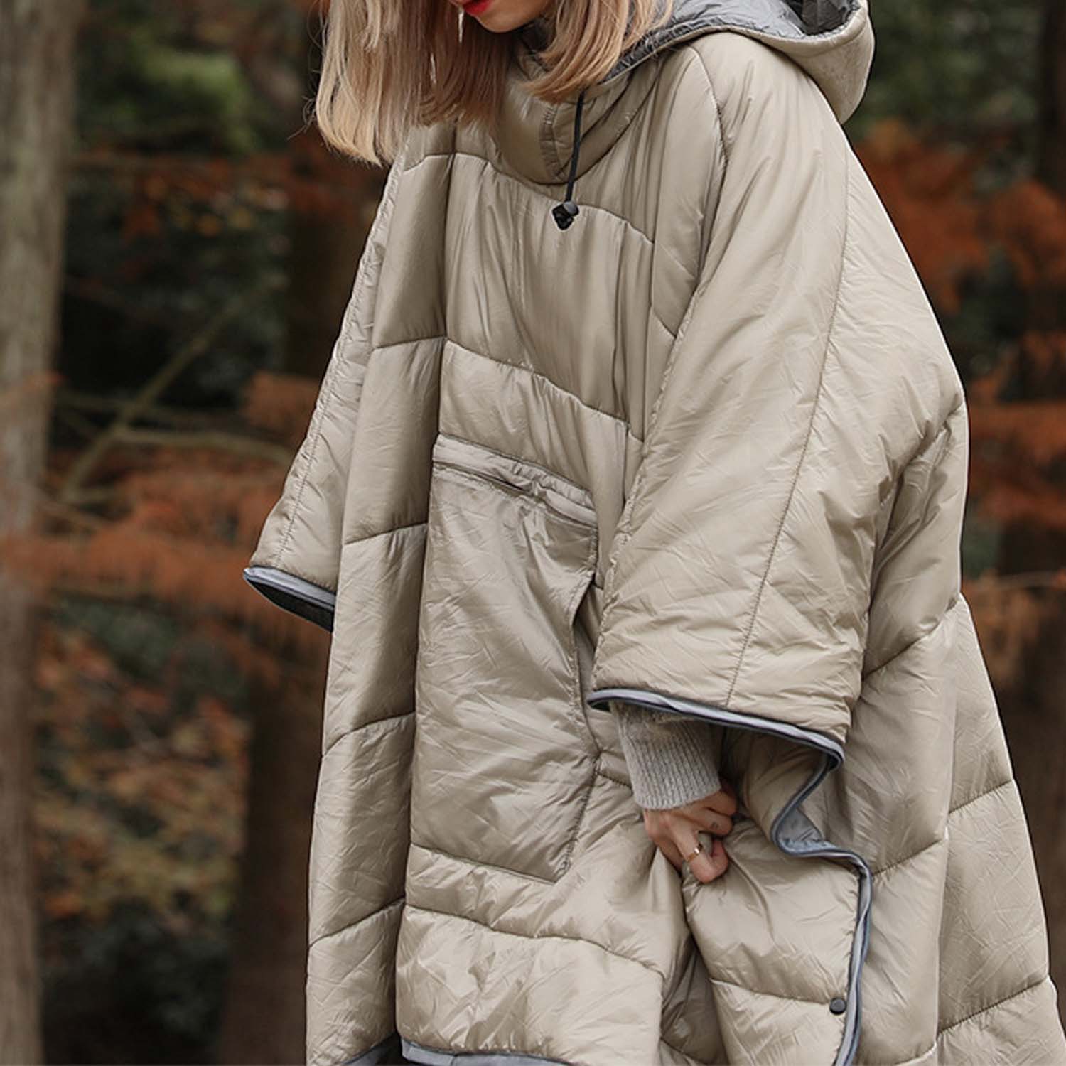 Ultra Light Down Cotton Wearable Cape Sleeping Bag - Image 7