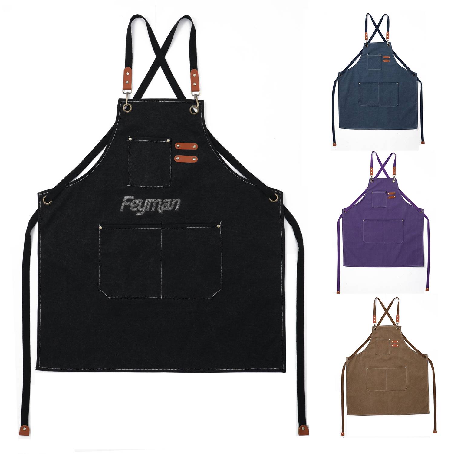 Adjustable Handcrafted Canvas Work Apron w/ Large Pockets