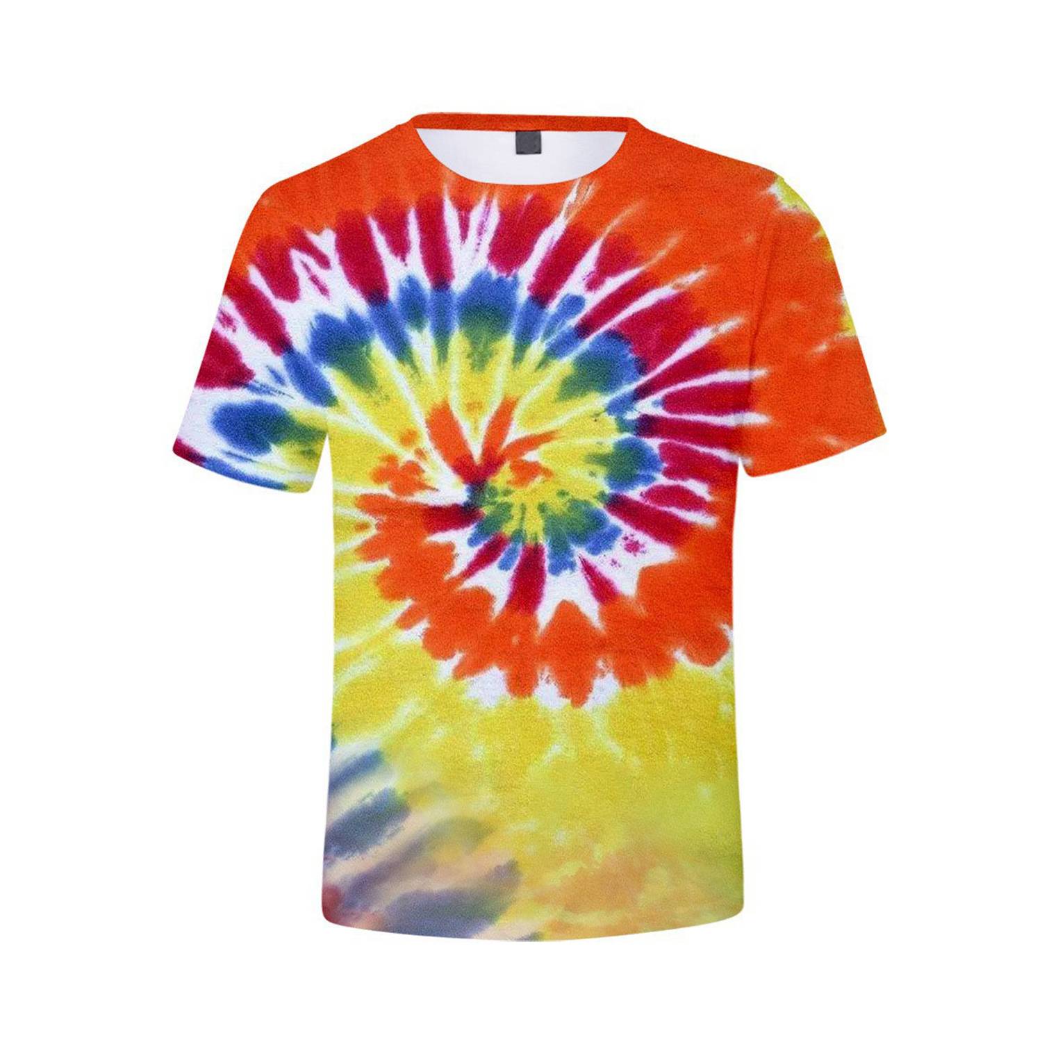 Tie Dye Polyester Round Neck T-Shirt - Image 8