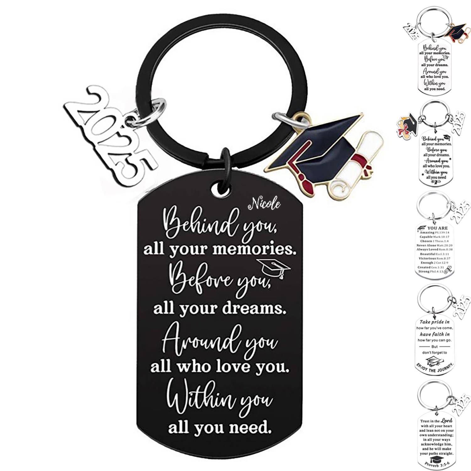Personalized Stainless Steel 2025 Graduation Keychain