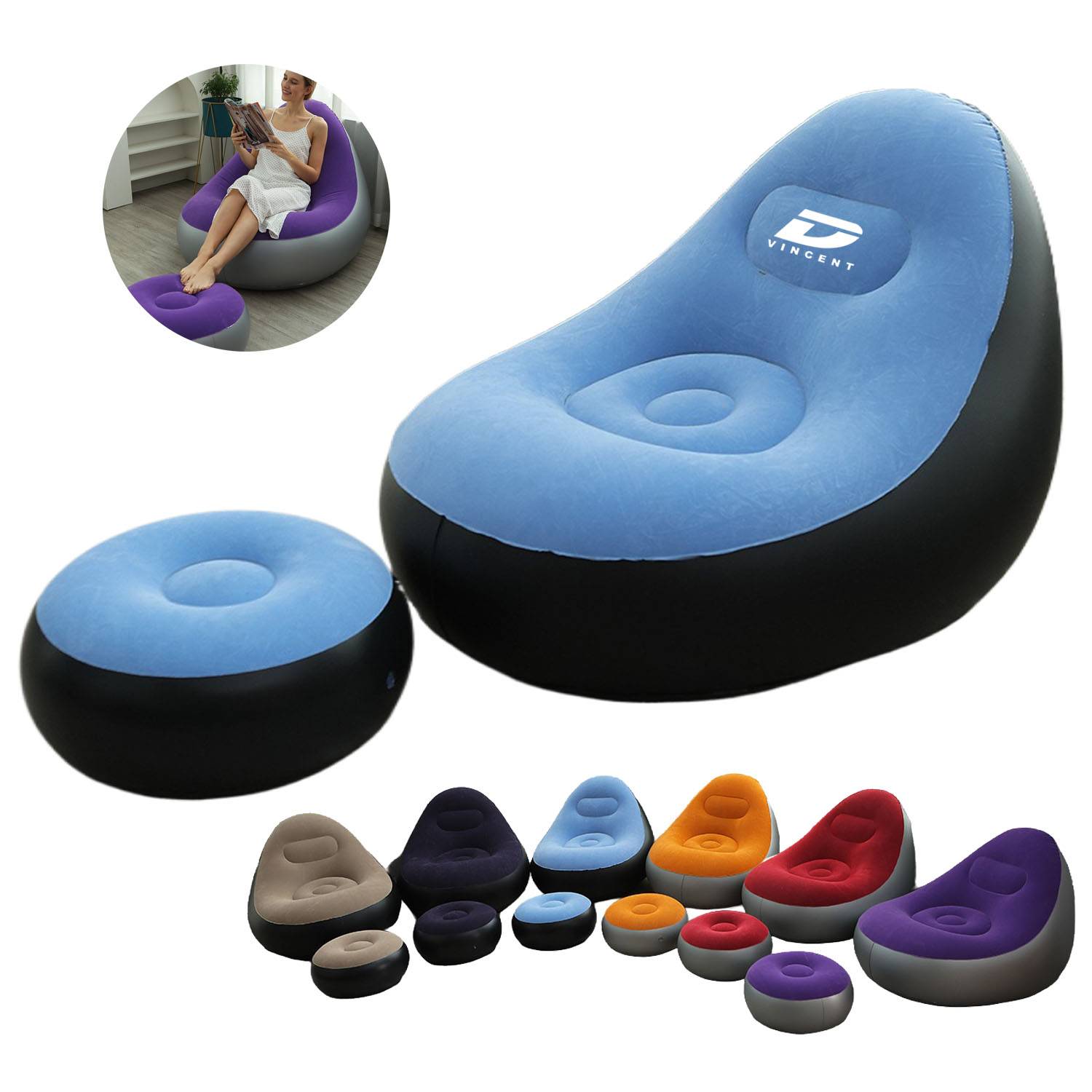 Foldable Inflatable Flocked PVC Sofa