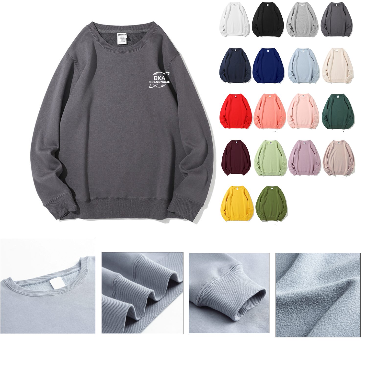 8.8oz Crewneck Cotton&Polyester Fleece Sweatshirts