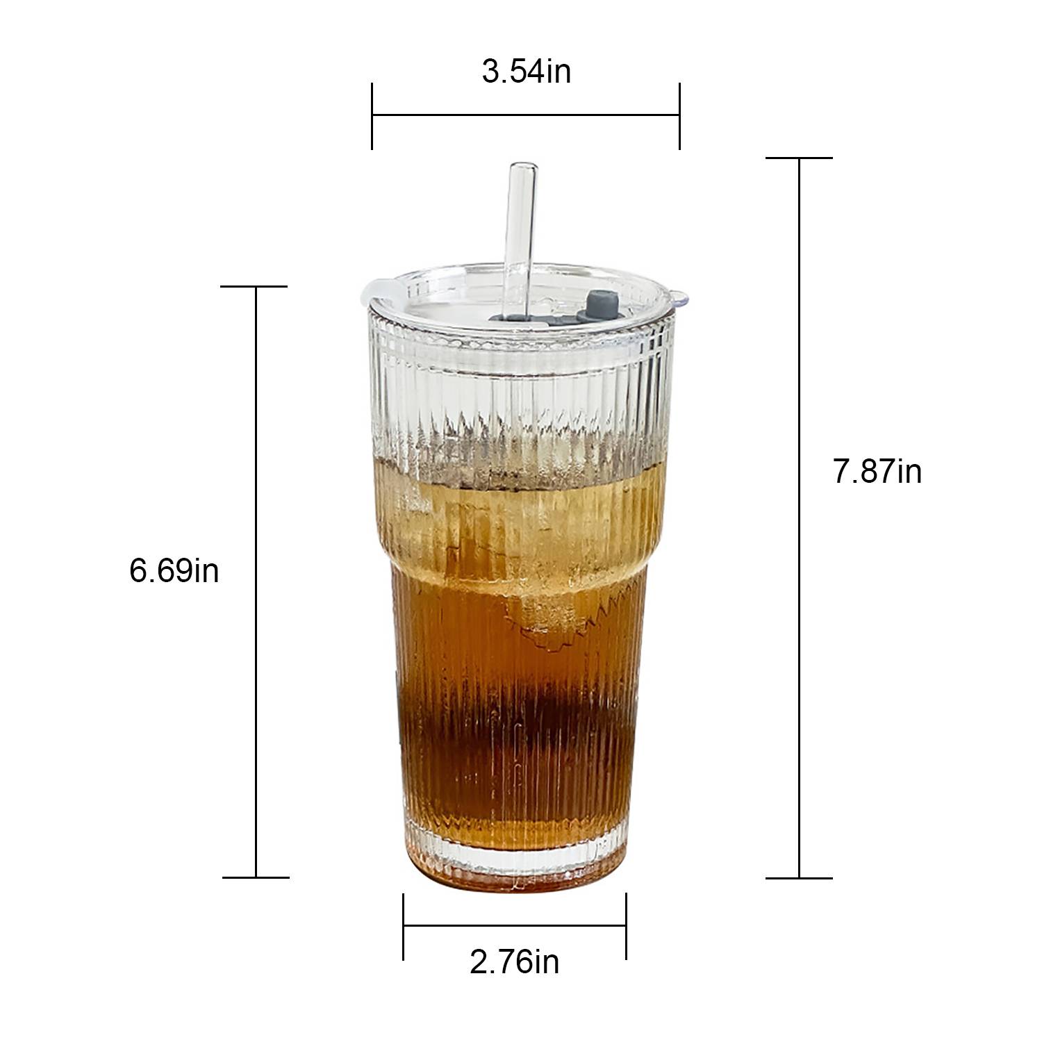20oz High-appearance-value sealed striped glass strawcup - Image 3