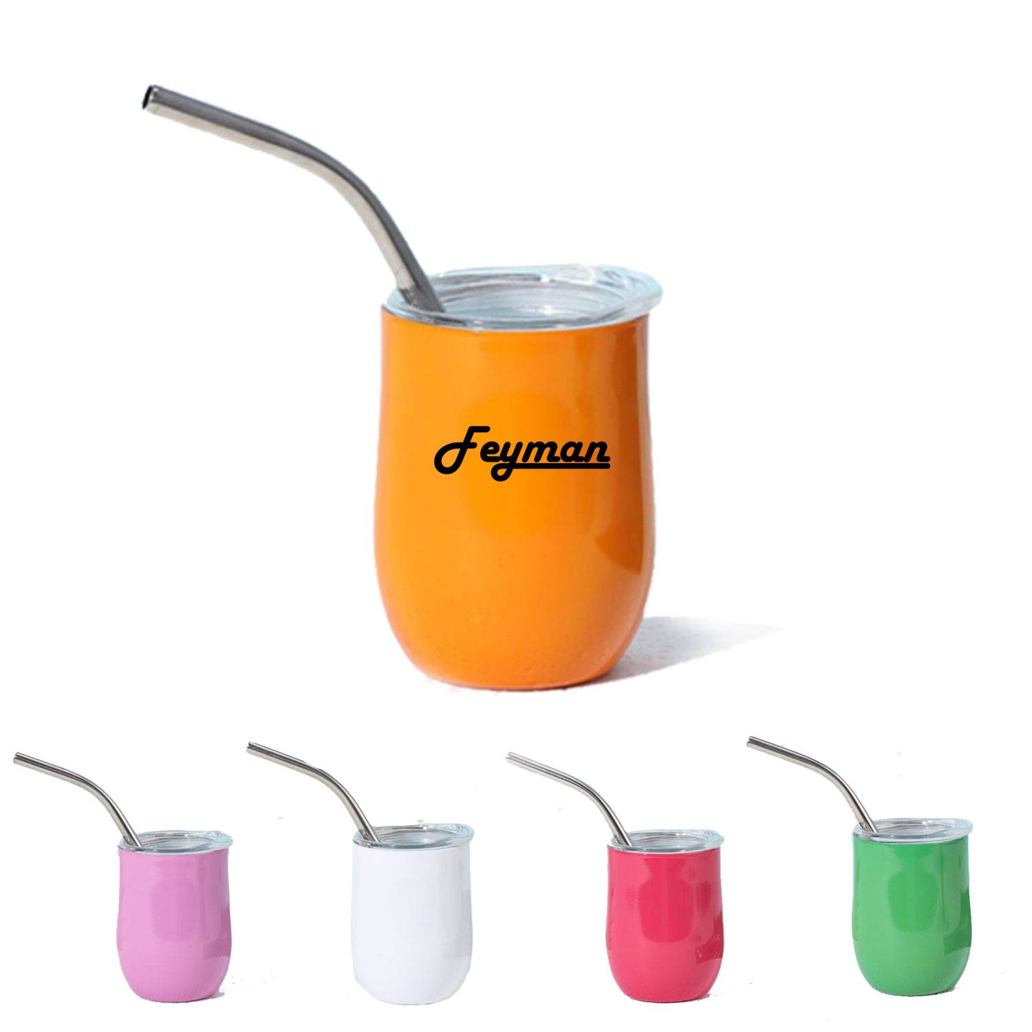 3 Oz 304 Stainless Steel Red Wine Glass W/ Straw