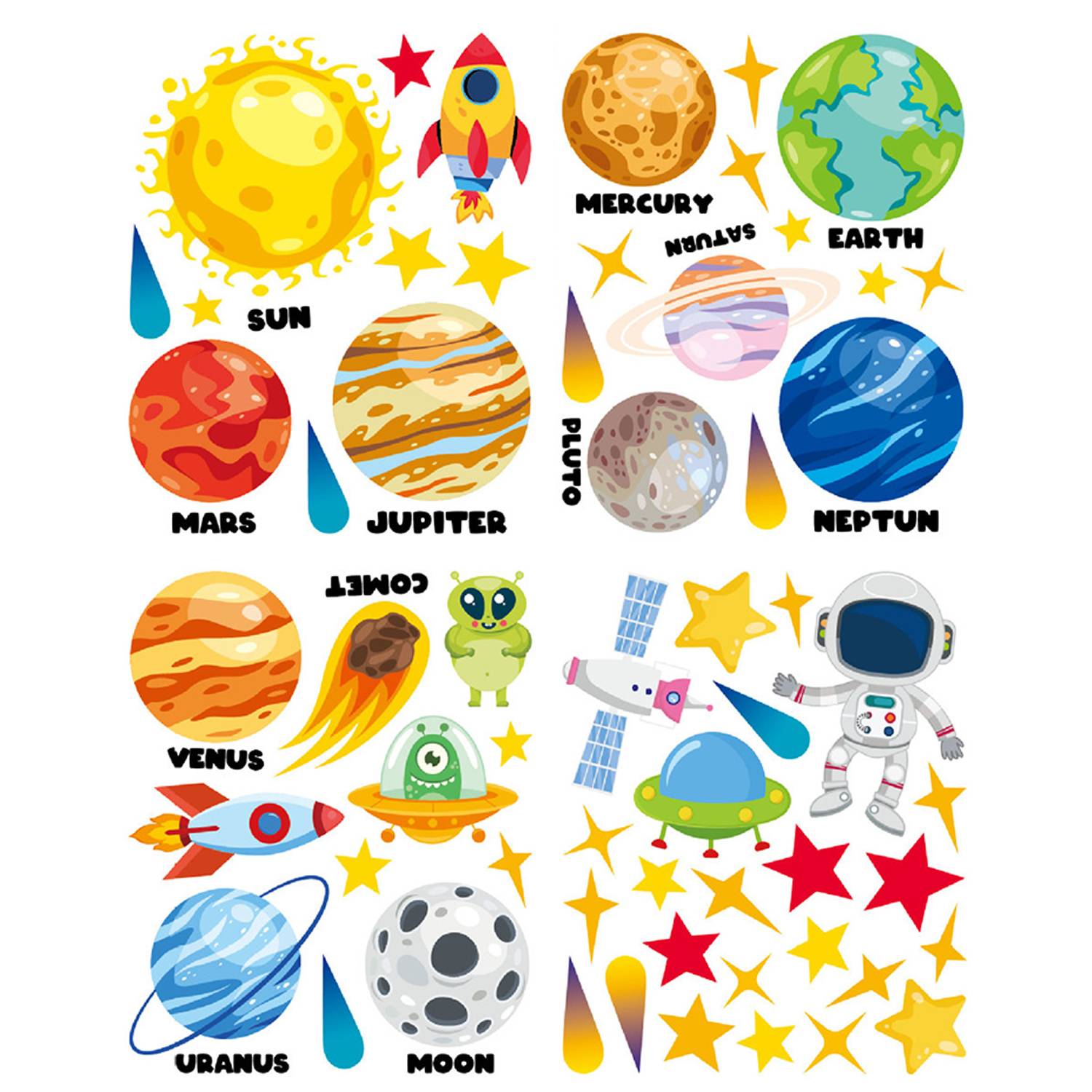 Decals Wall Stickers Removable Planets in The Space