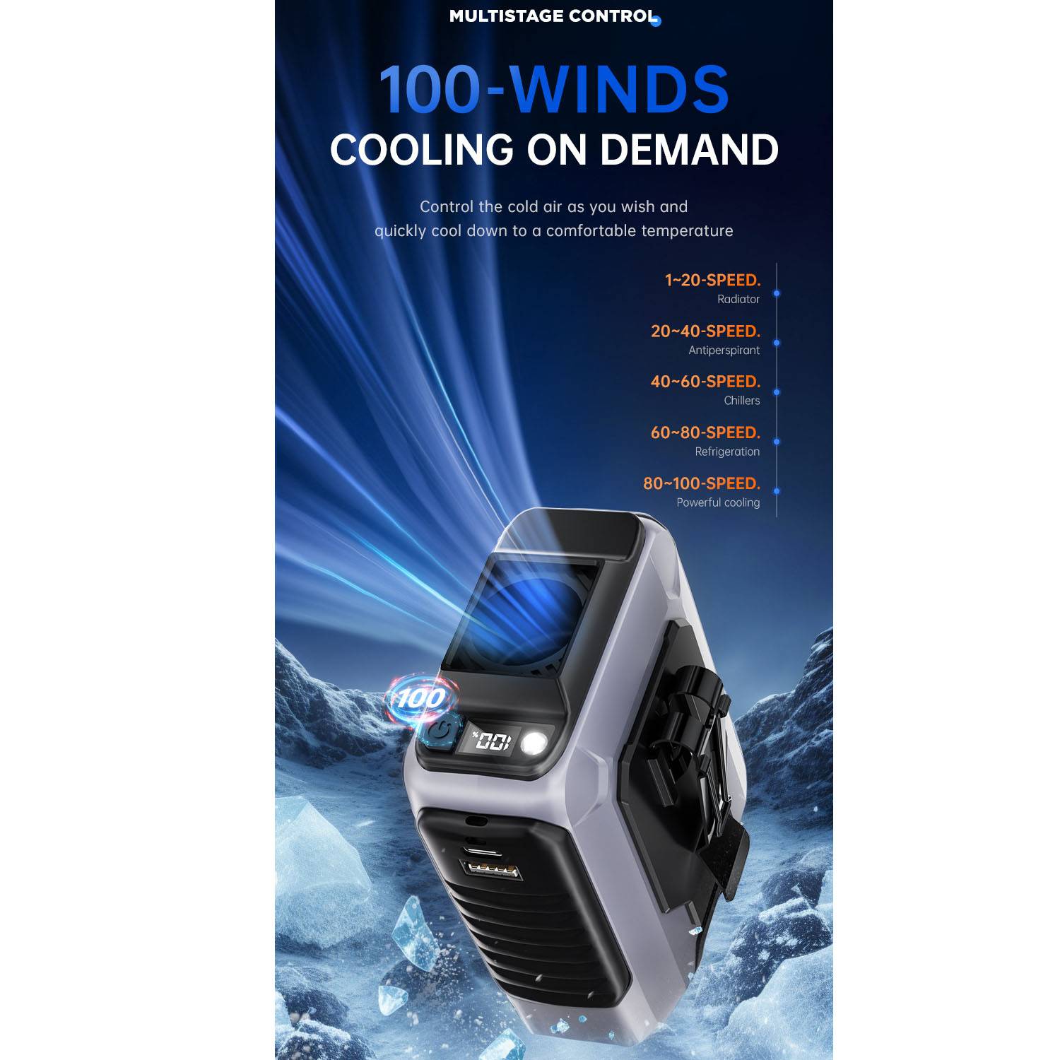 USB Rechargeable Mini Portable Waist Fan - Image 3