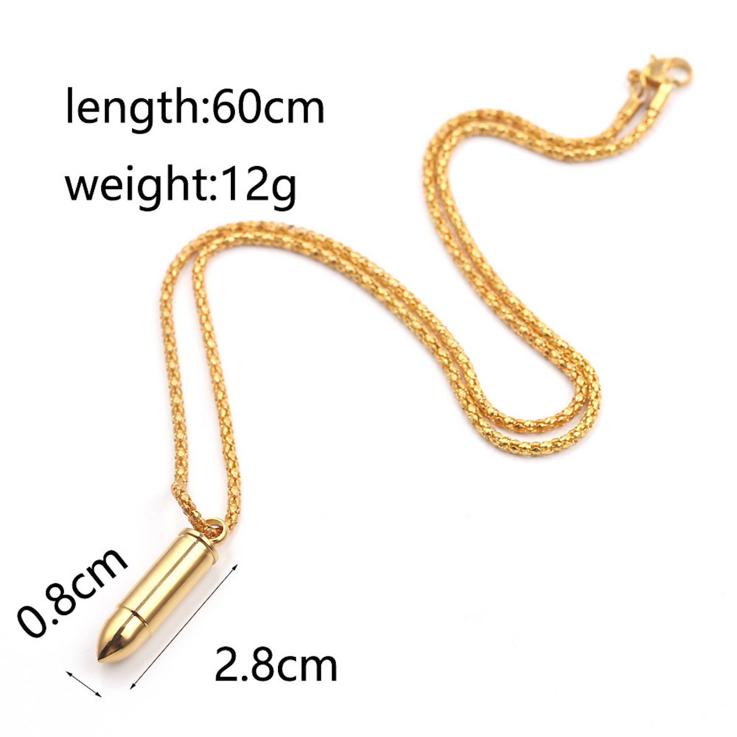 Stainless Steel Bullet Pendant Necklace - Image 3