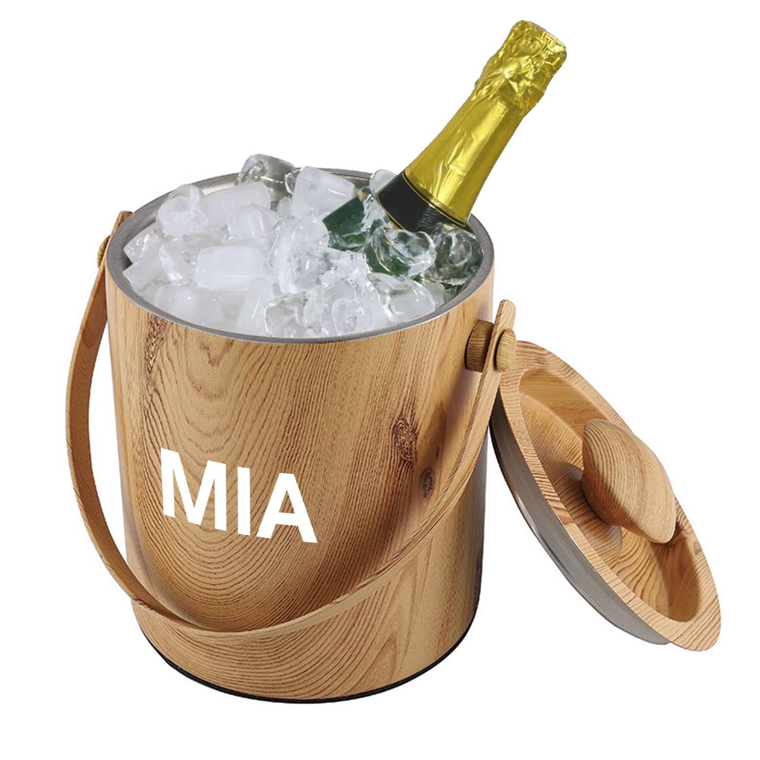 Stainless steel wood grain ice bucket