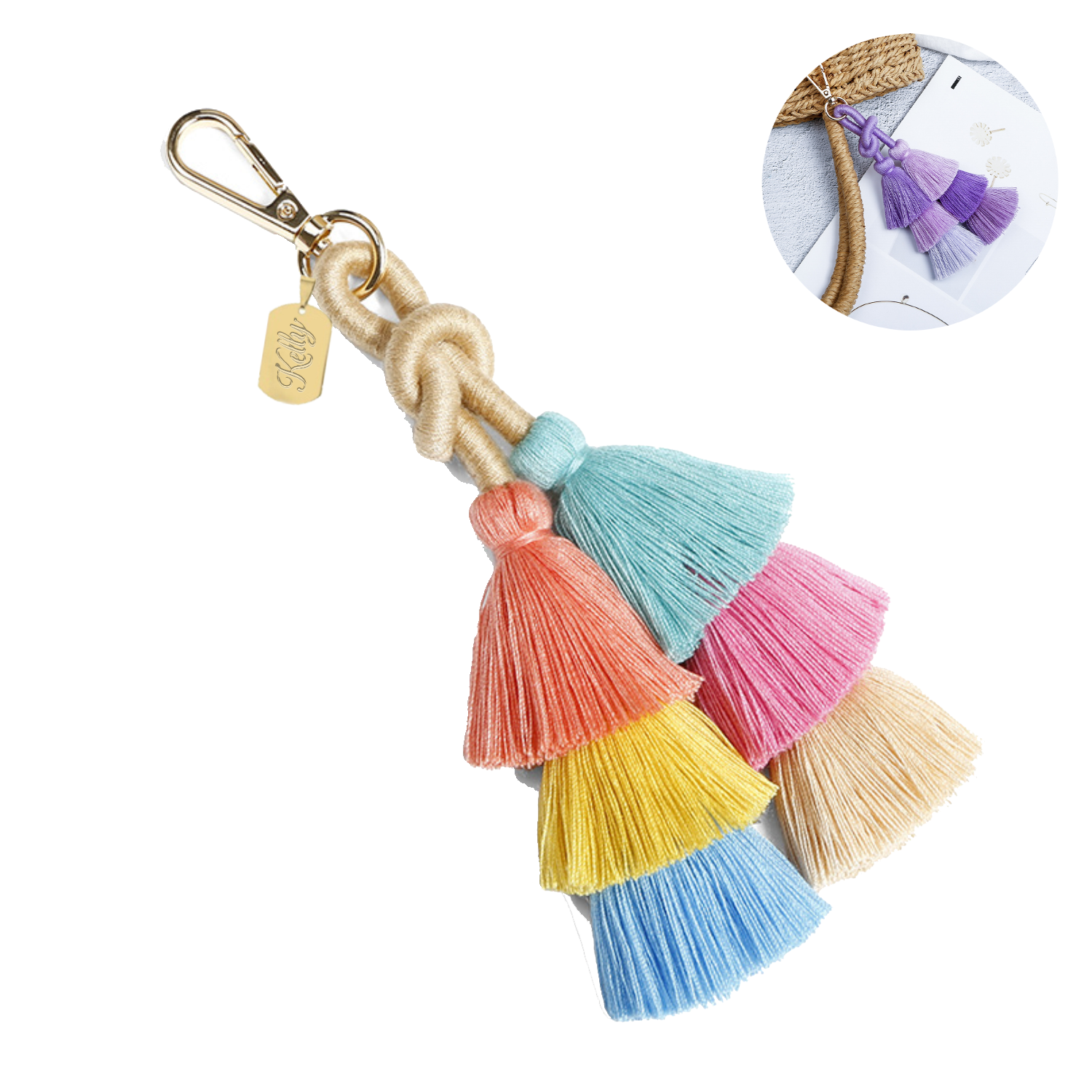 Handmade Cotton Tassel Bag Charm Pendant Keychain
