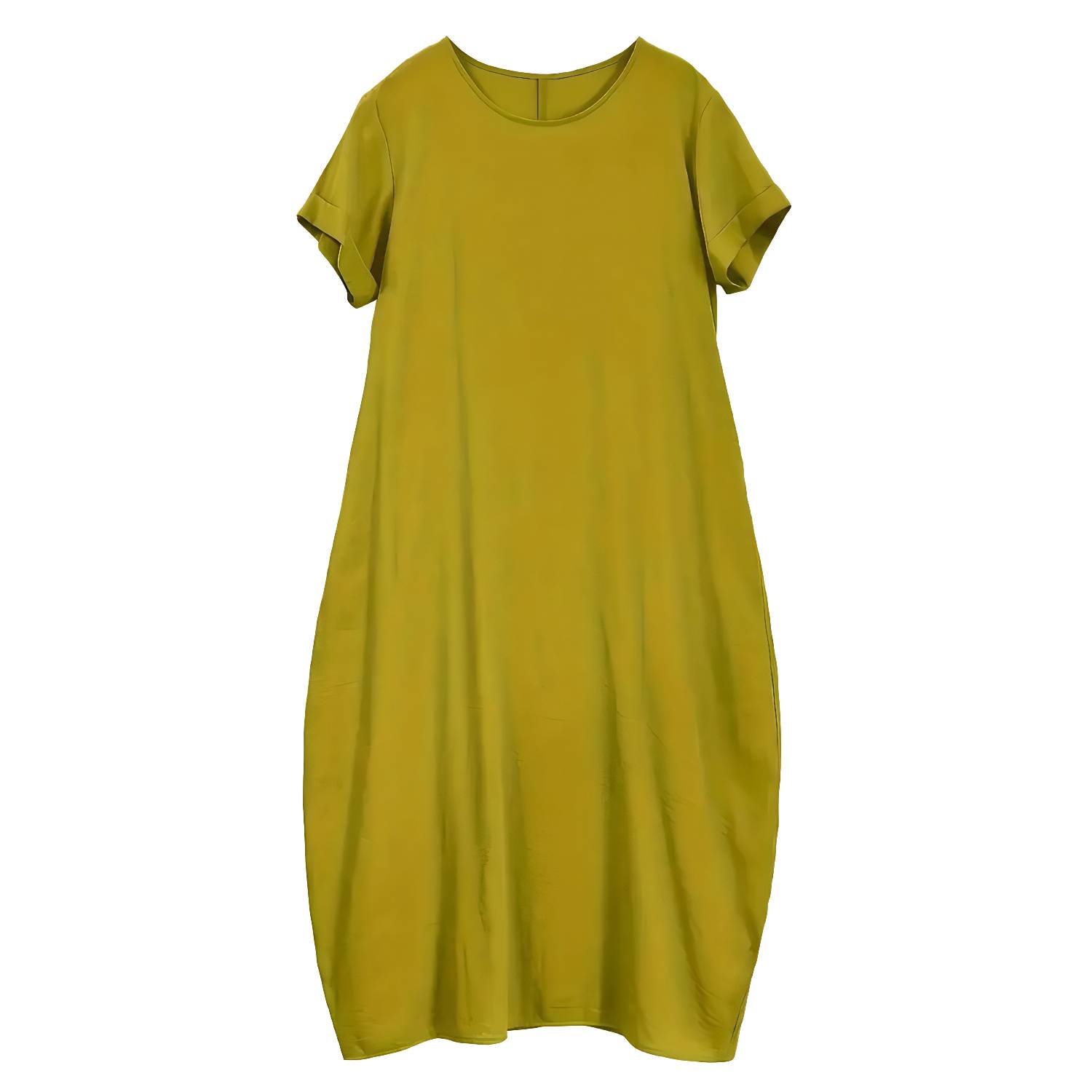 Casual Short Sleeve Round Neck Loose Long Dress - Image 5