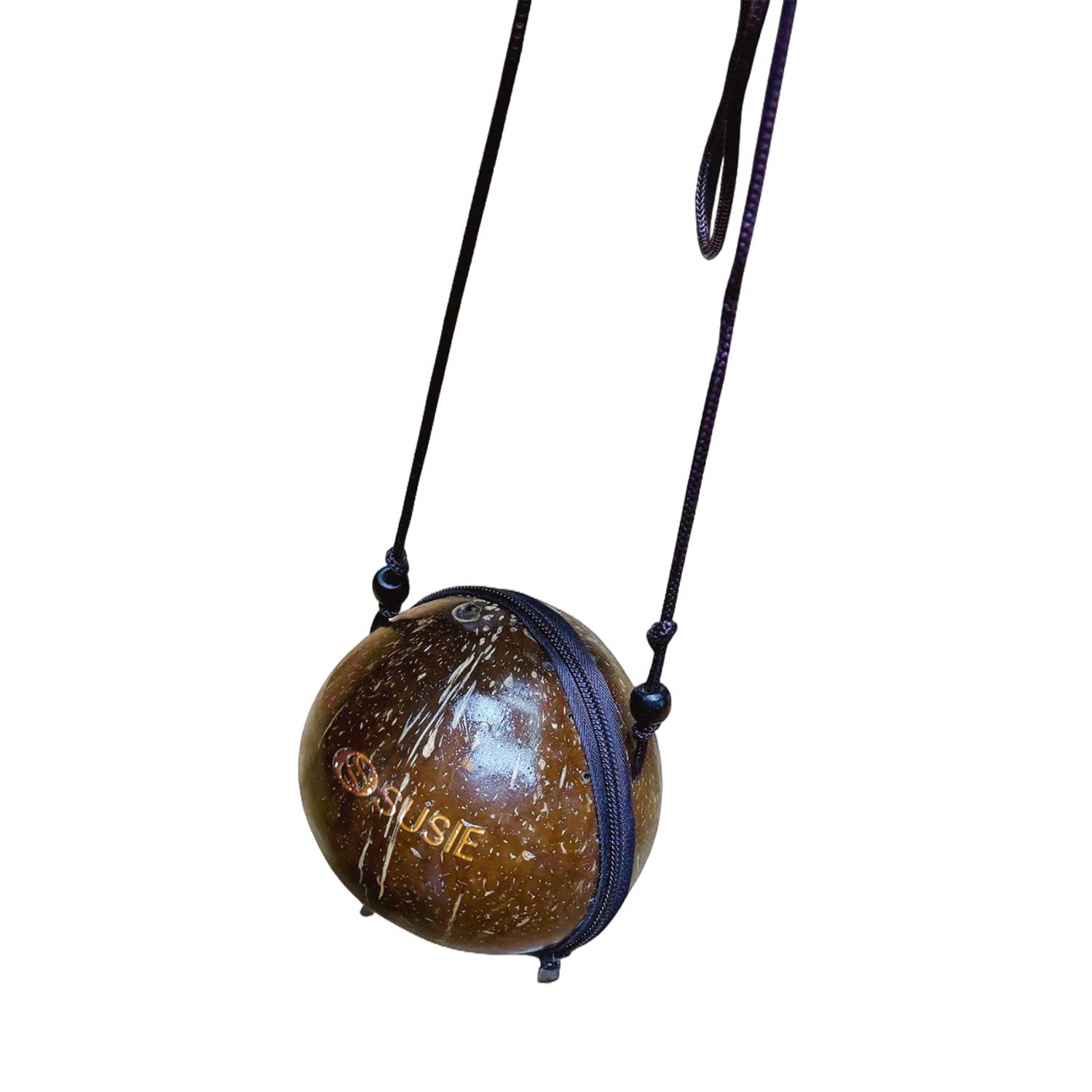 Handmade Coconut Shell Zipper Crossbody Bag