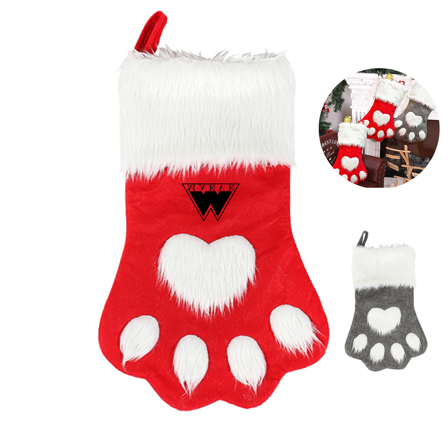 Dog Paw Christmas Gift Bag