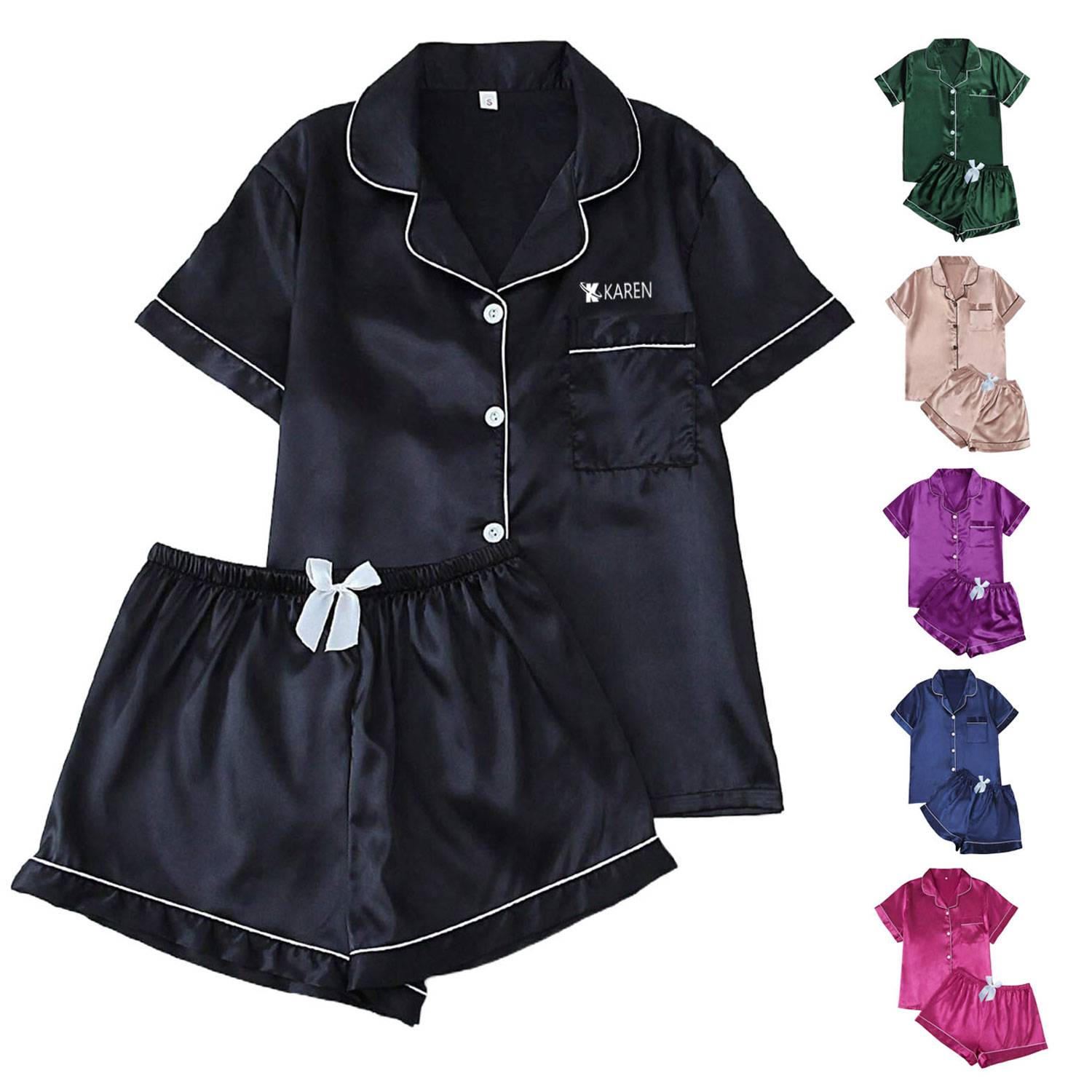 Women Comfortable Warm Soft Satin Silk Pajama Set