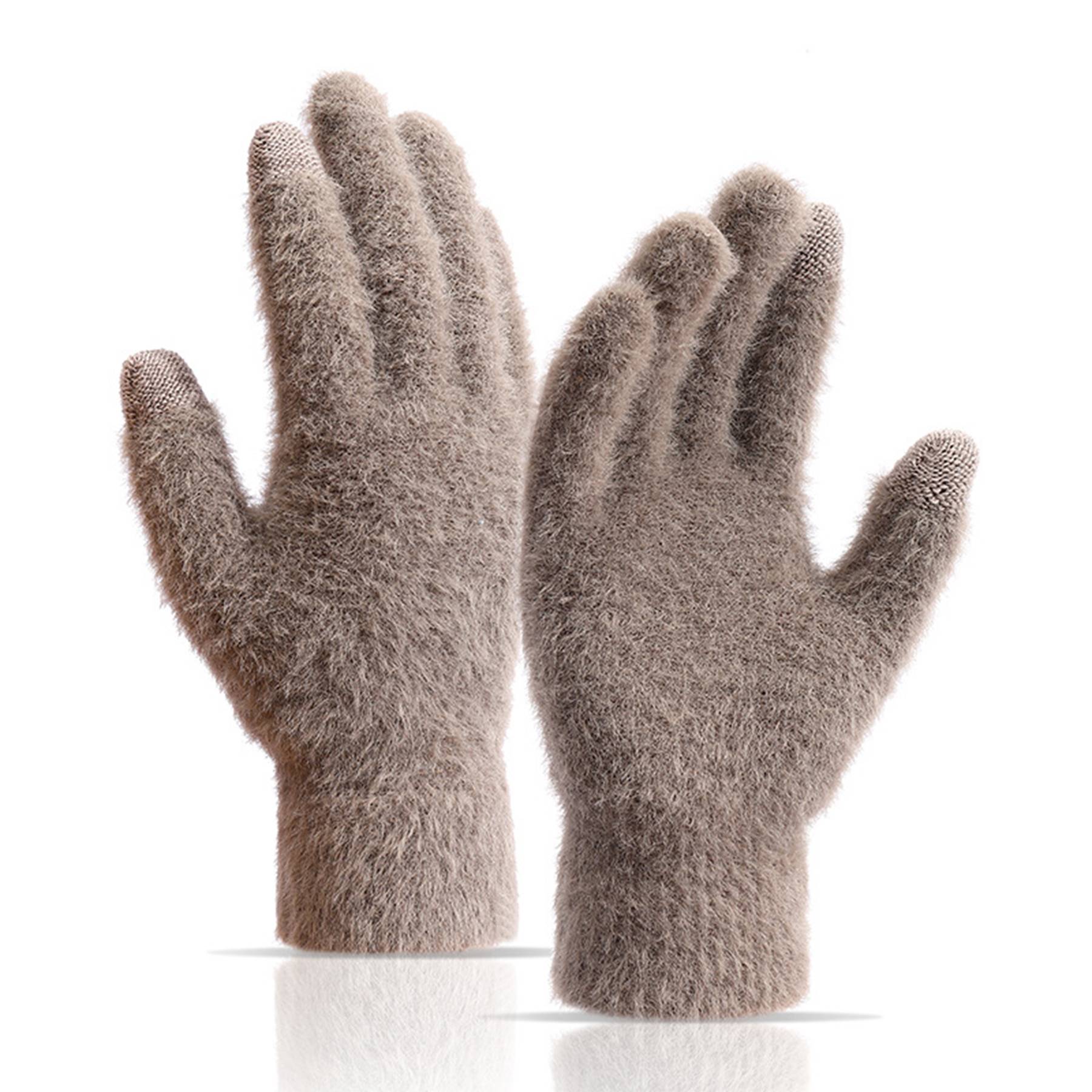 Womens Winter Mink Touchscreen Gloves - Image 5