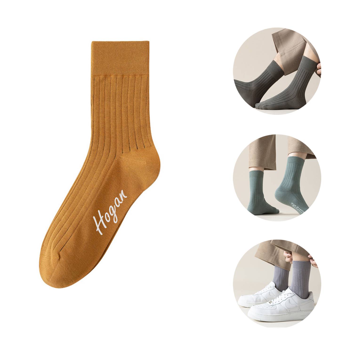 Men Sweat-Absorbing Solid Color Boneless Cotton Socks