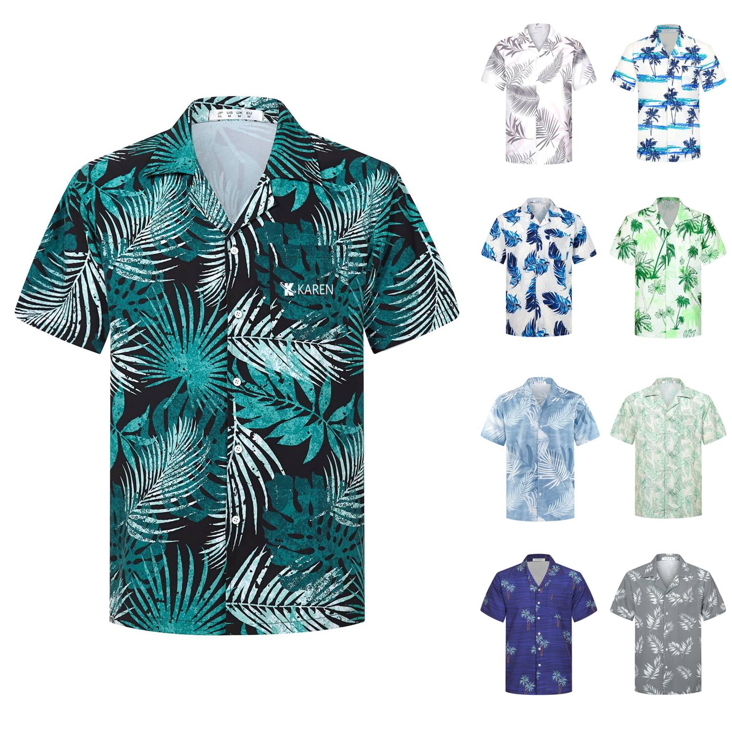 Tropical Print Beach Stretch Polyester Shirt